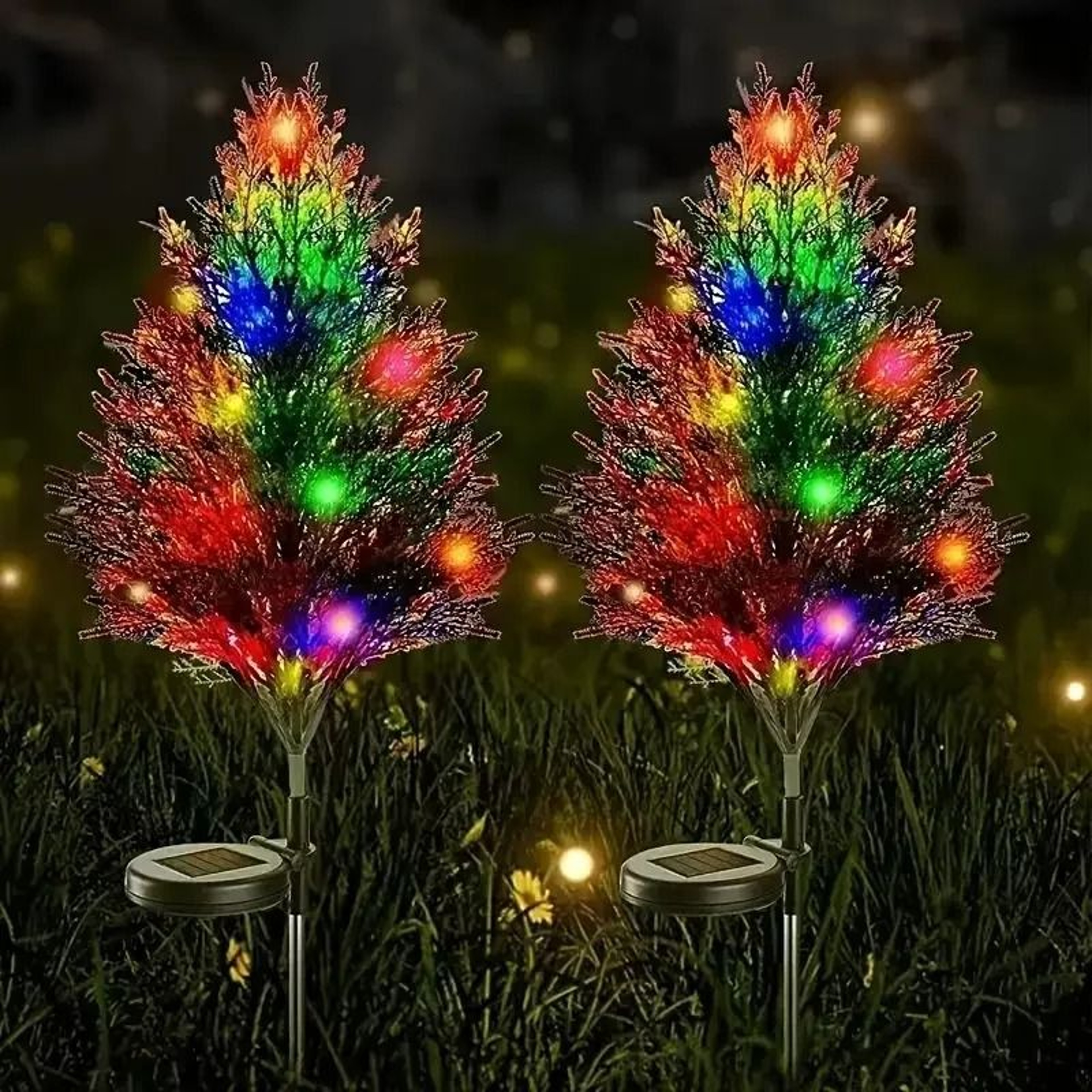 Multicolor Solar Pine Tree Pathway  Lawn Light 2