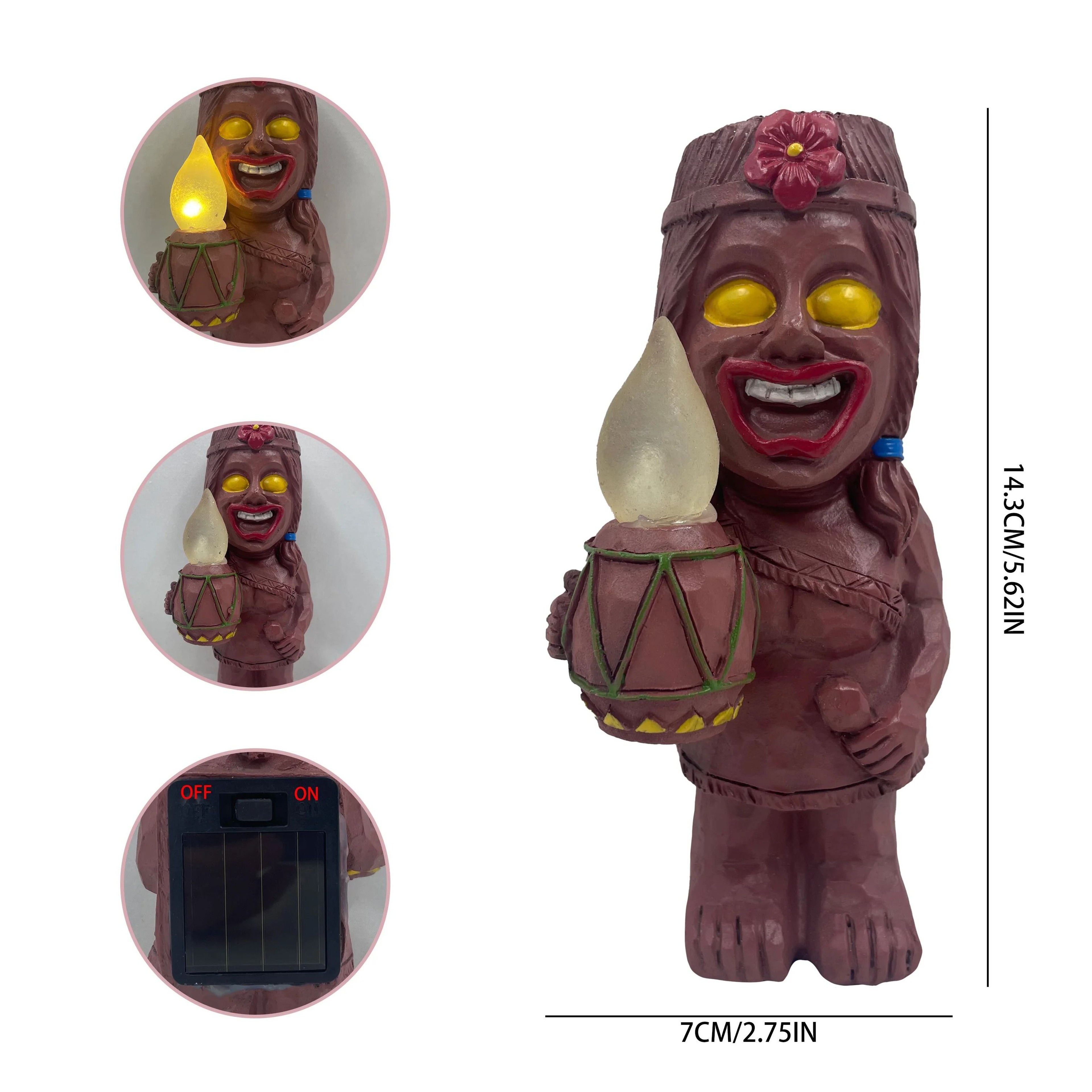 Outdoor Solar Tiki Totem Statue Garden Light 6