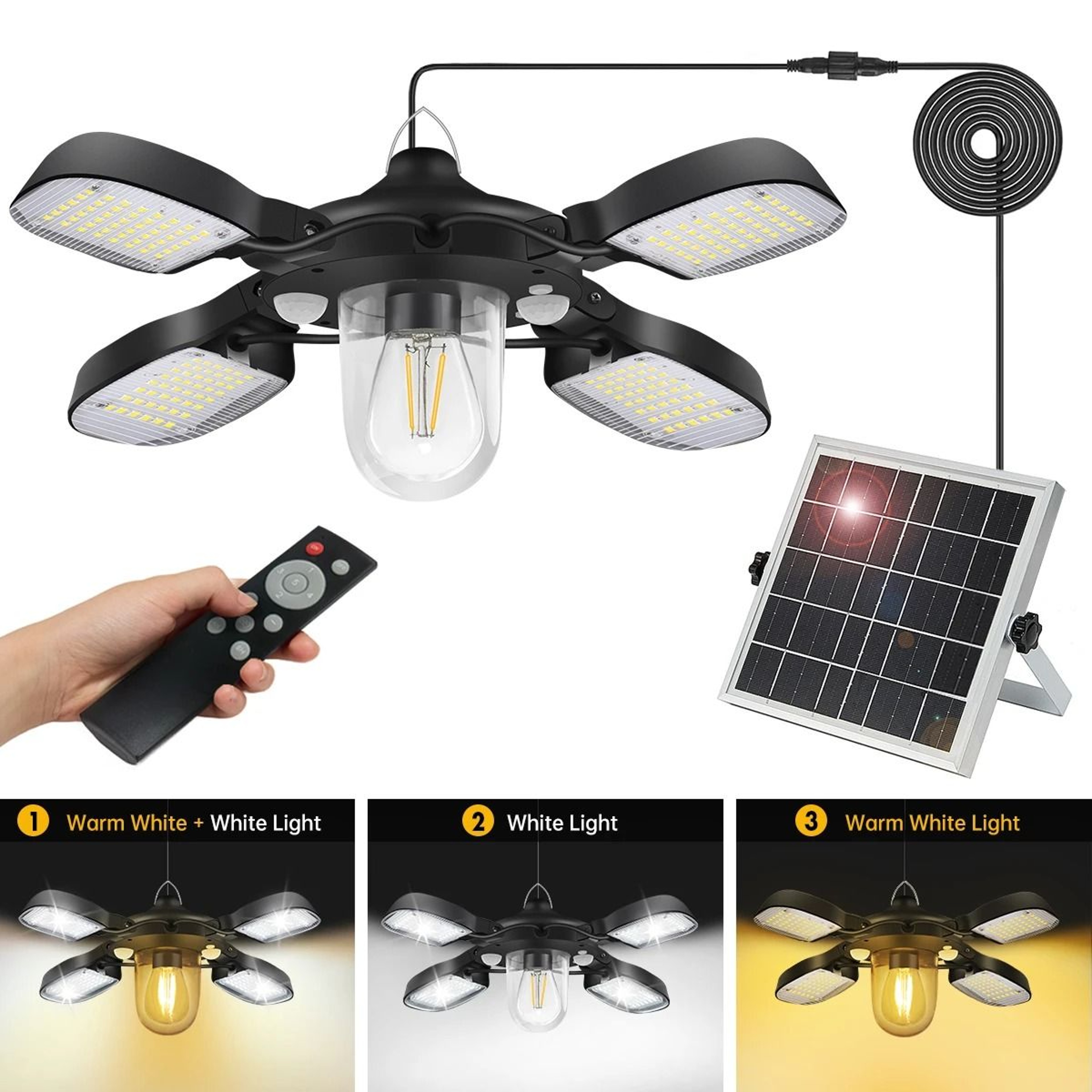 UltraBright 192LED Dual Motion Sensor Solar Pendant  Barn Light 1000LM 0
