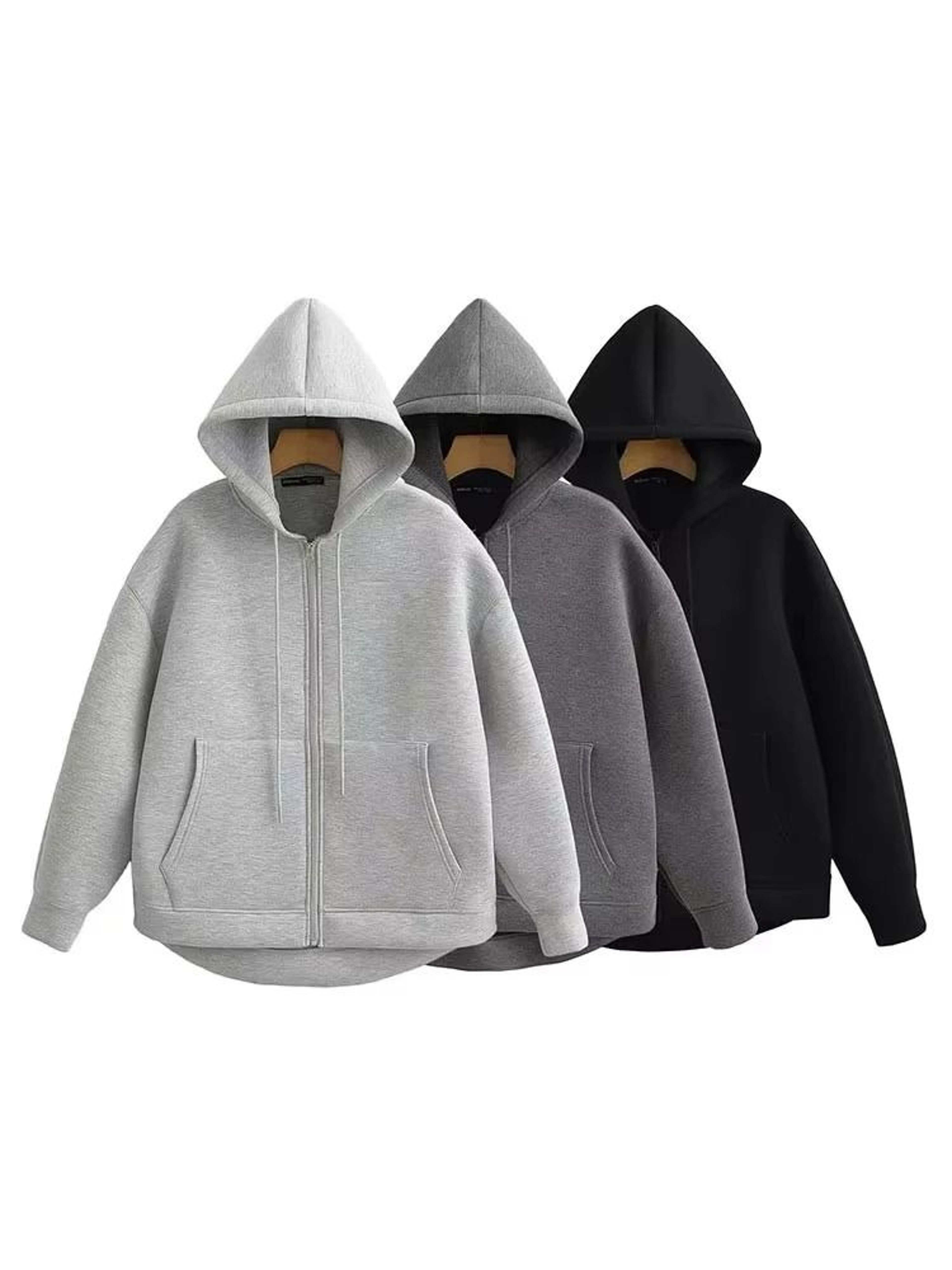 Oversized Double Pocket FullZip Hoodie Jacket 0