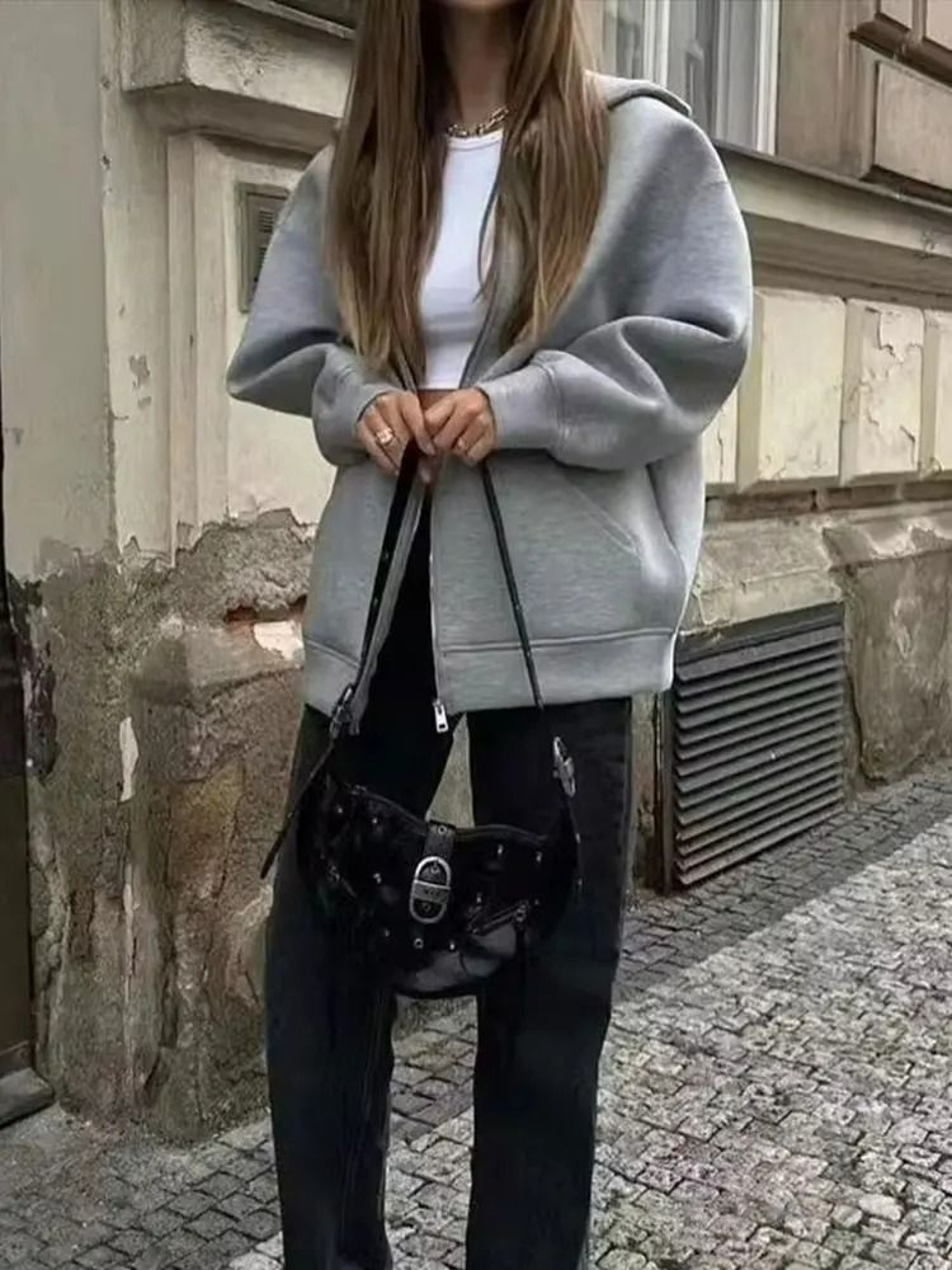 Oversized Double Pocket FullZip Hoodie Jacket 2