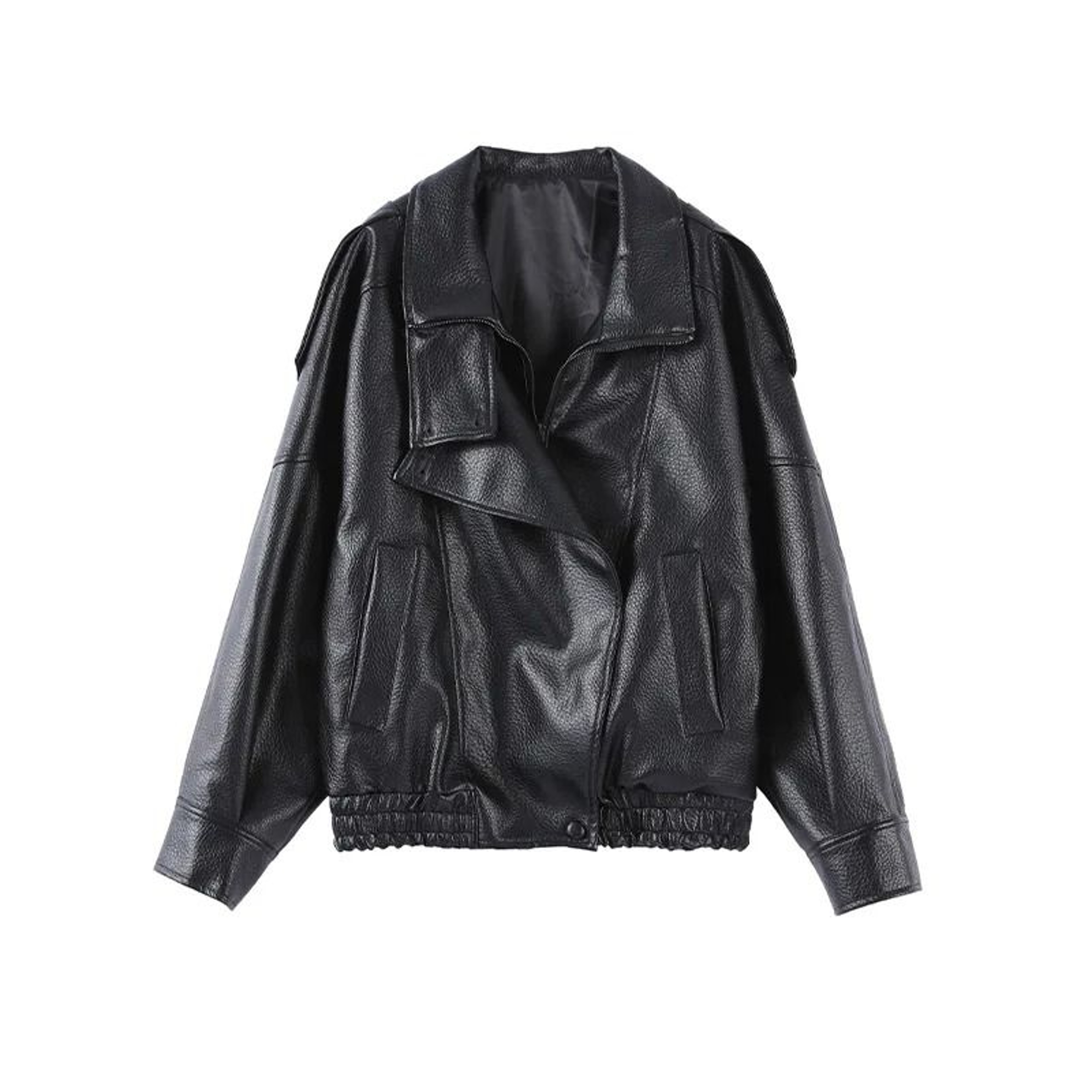 Asymmetric Button StandCollar PU Leather Jacket 7