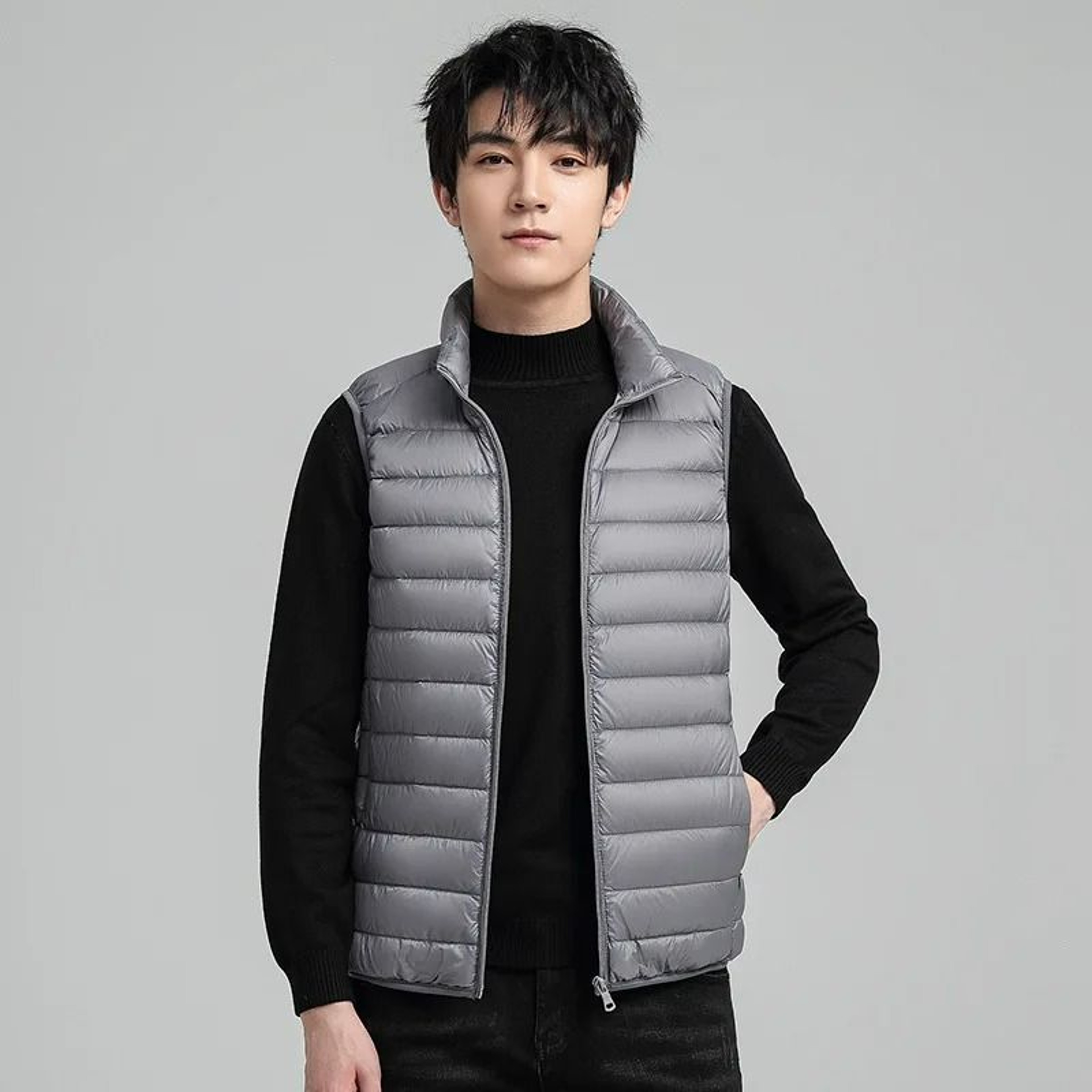Mens UltraLightweight White Duck Down Vest 4