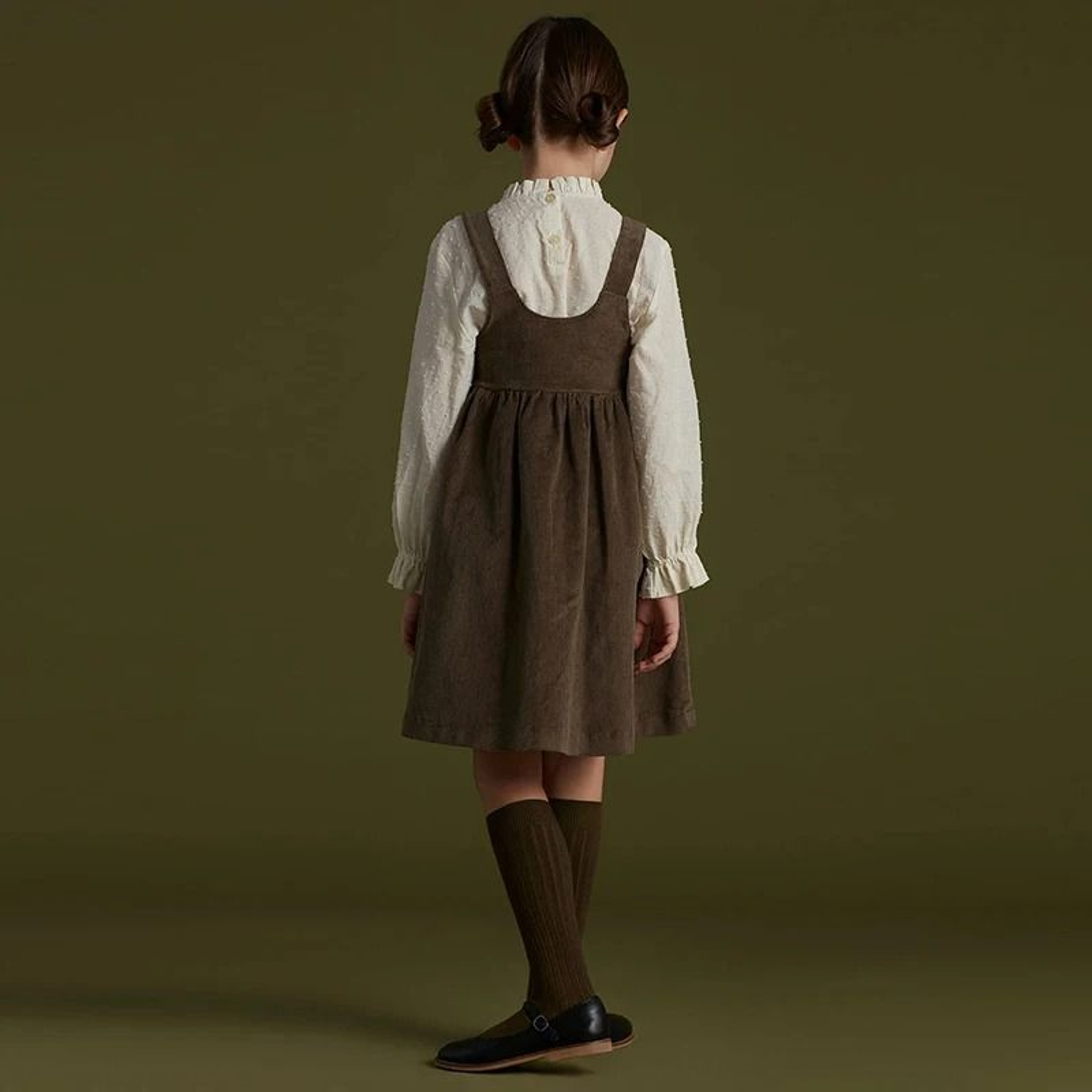 Girls Retro Corduroy Adjustable Strap Overall Dress 5