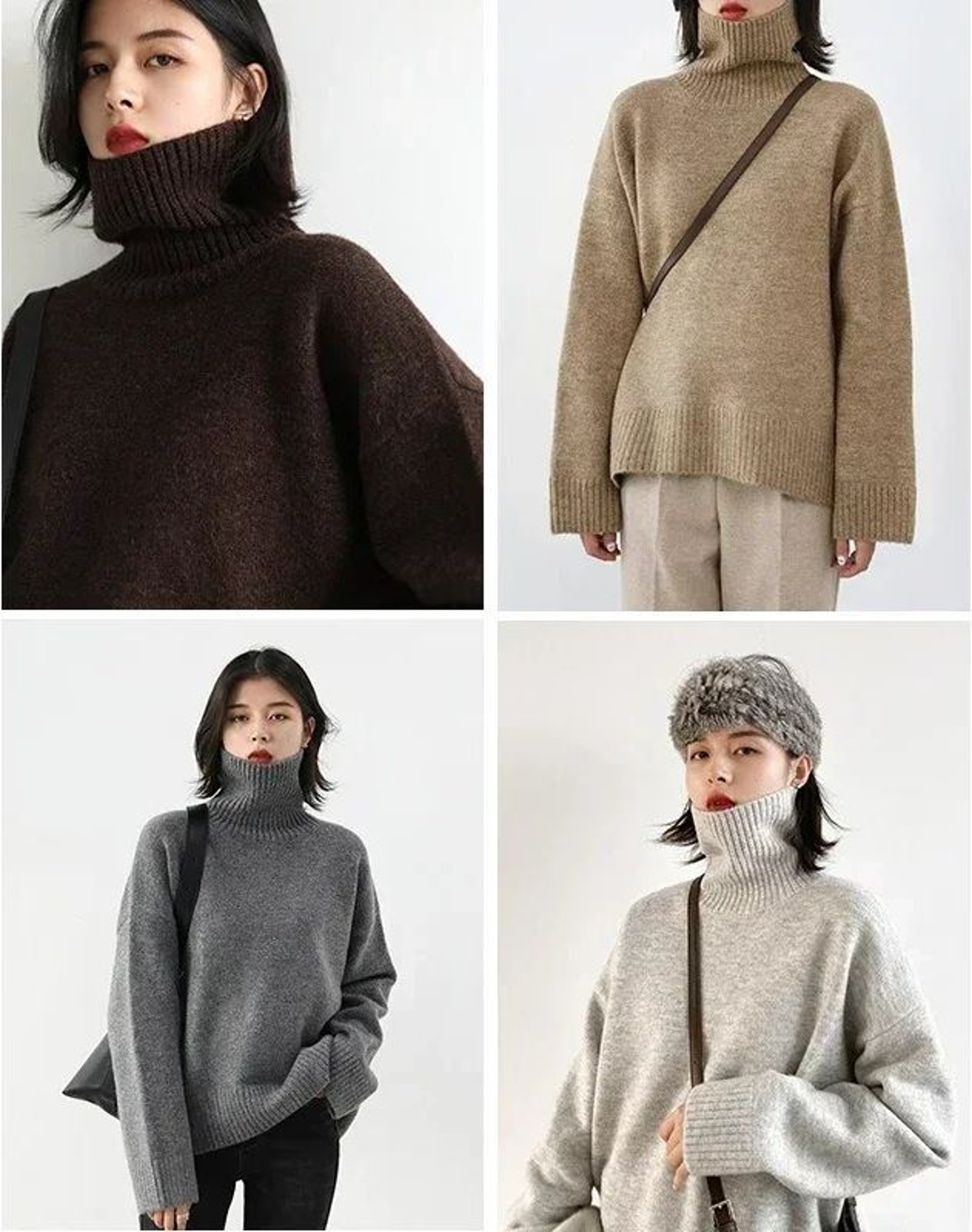 Womens Loose Turtleneck Pullover Knit Sweater 2