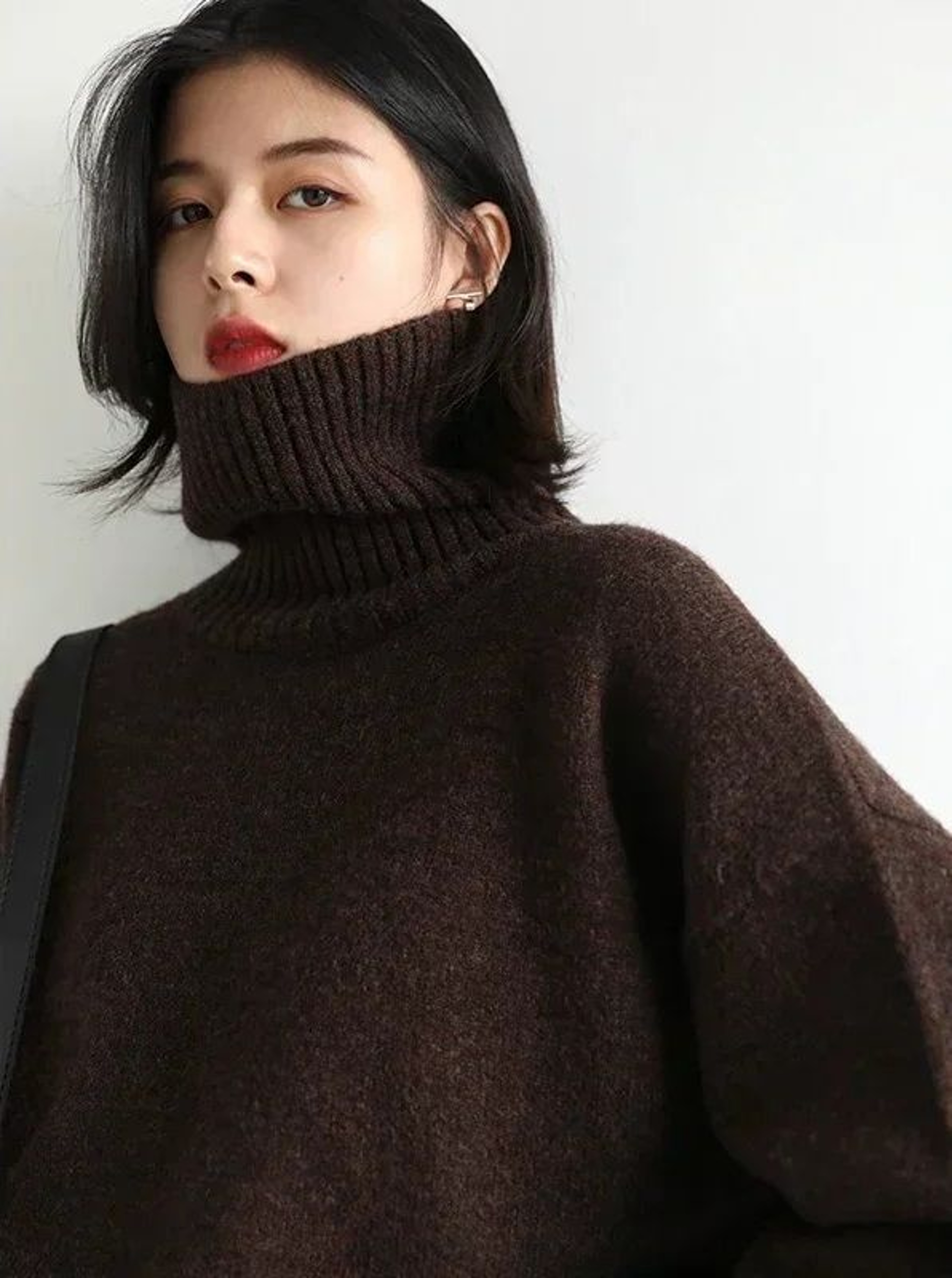 Womens Loose Turtleneck Pullover Knit Sweater 4