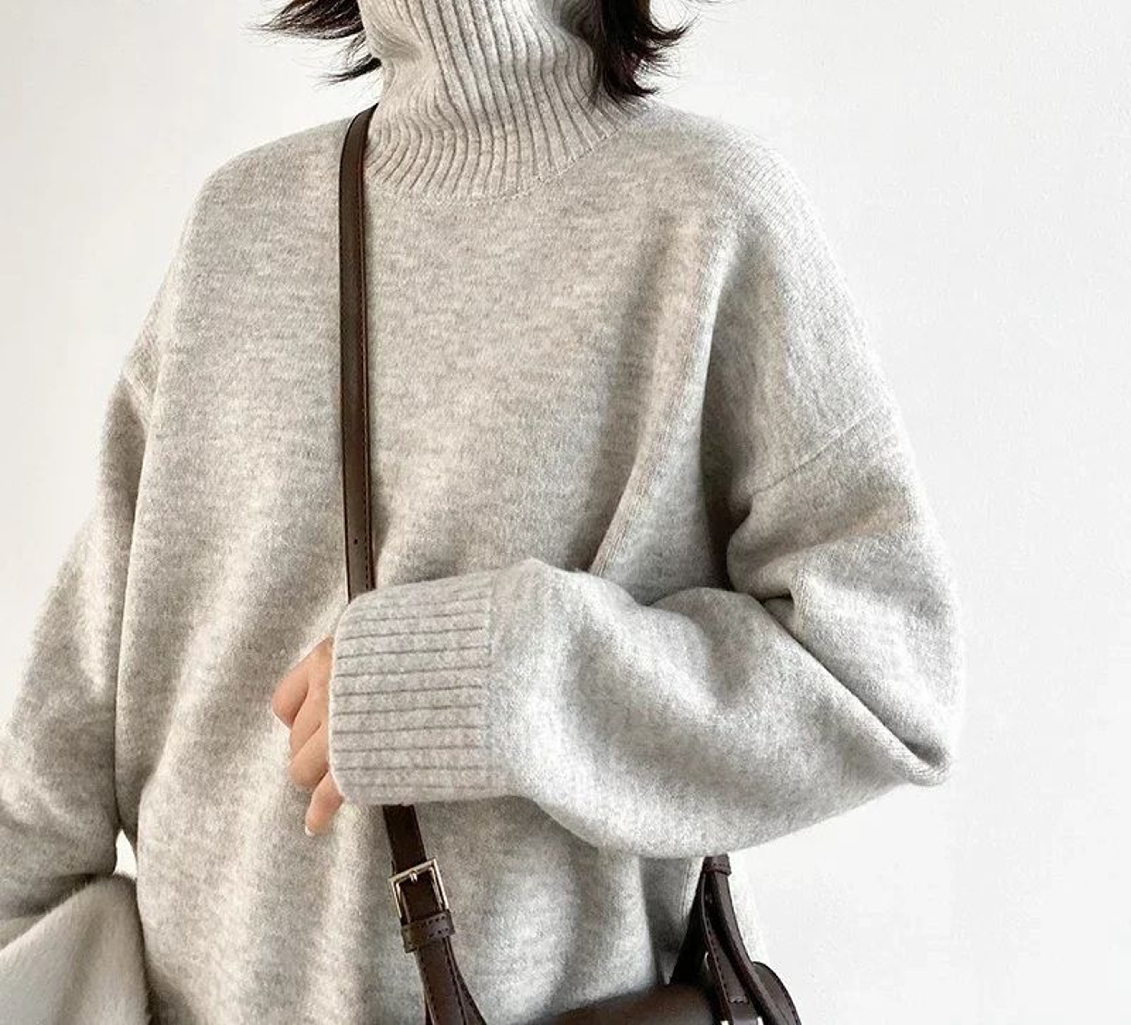 Womens Loose Turtleneck Pullover Knit Sweater 1