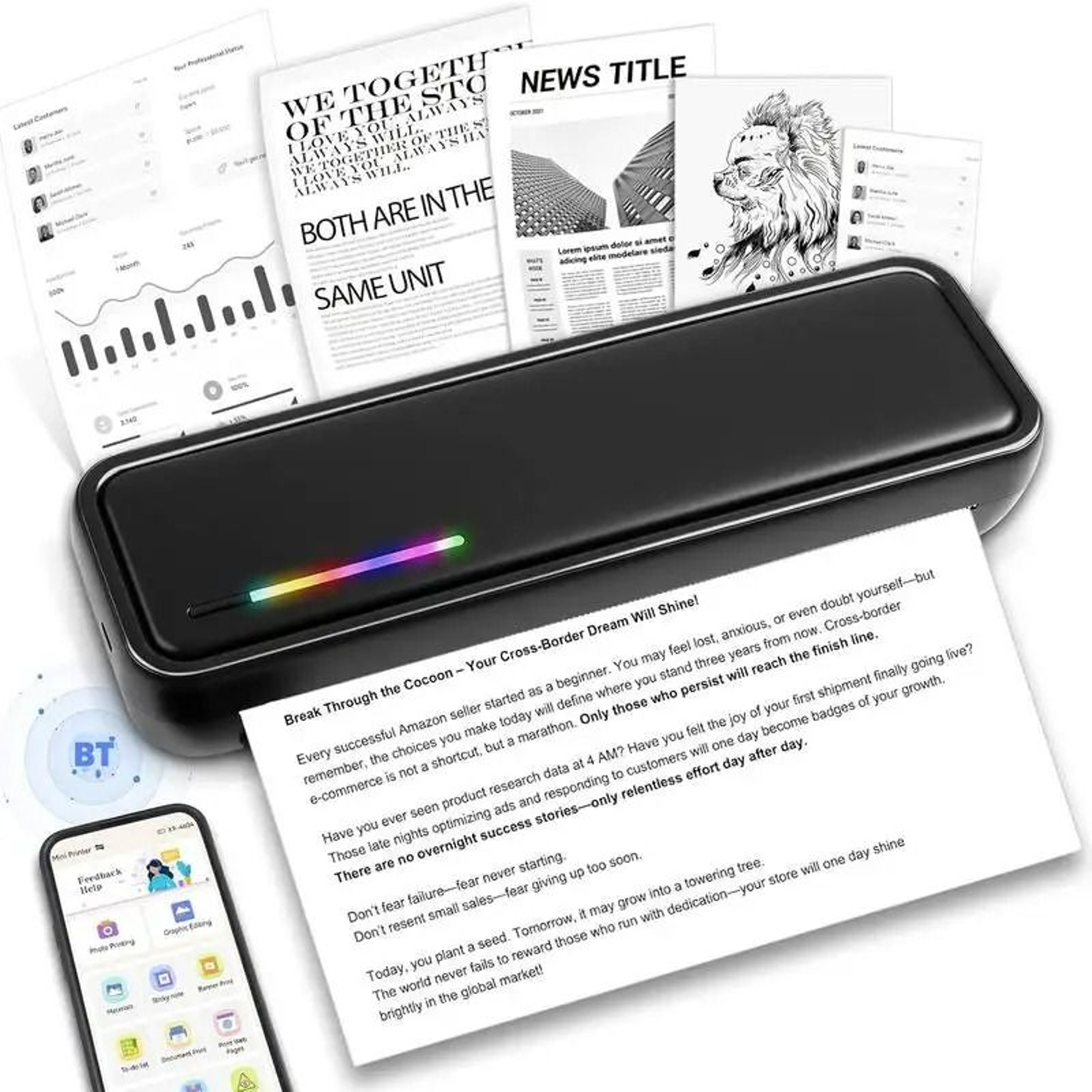 Portable A4 Wireless Thermal Printer Inkless Travel Document Printer 0