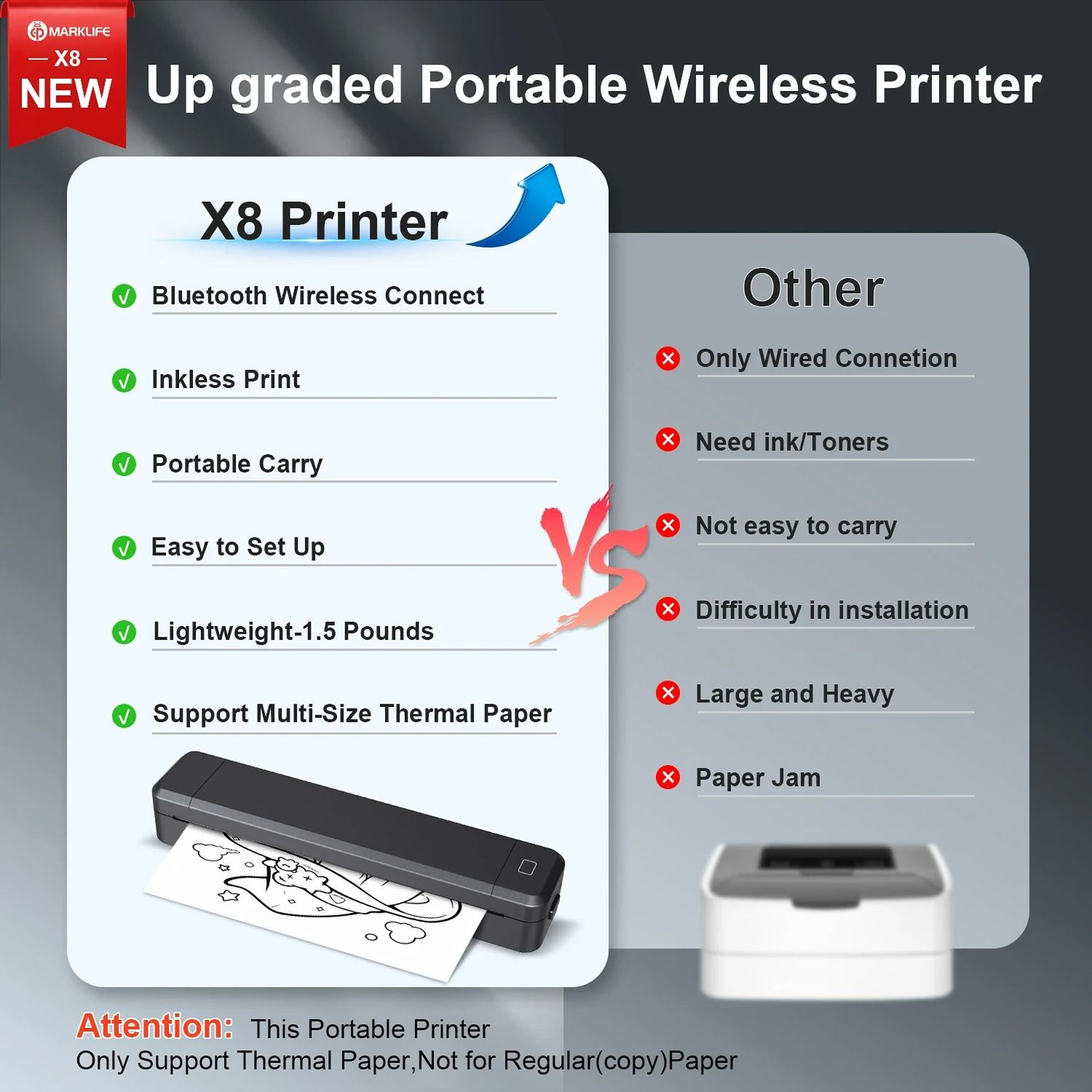 Portable Wireless A4 Thermal Document Printer 3
