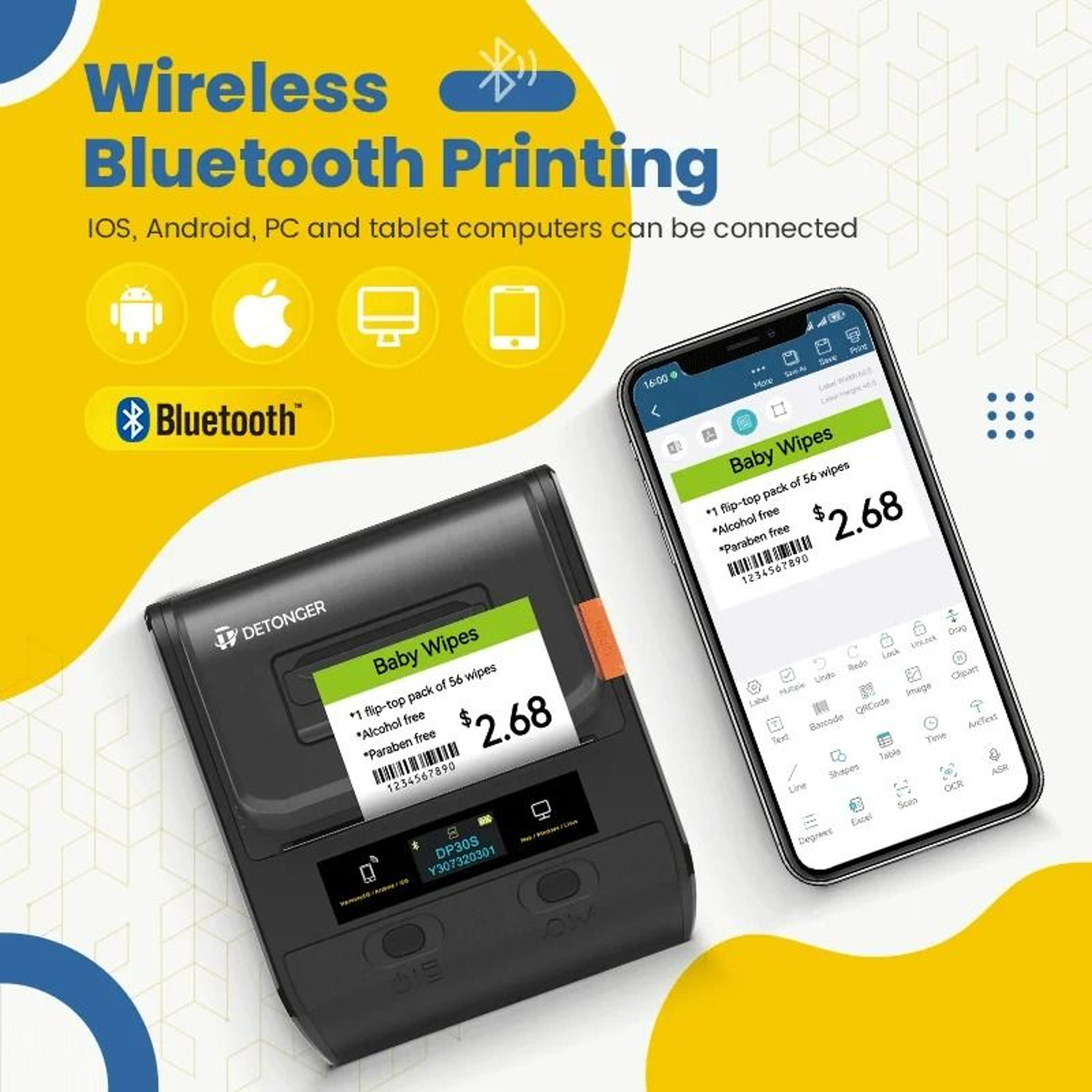 Wireless Desktop  Portable Thermal Label Printer 1