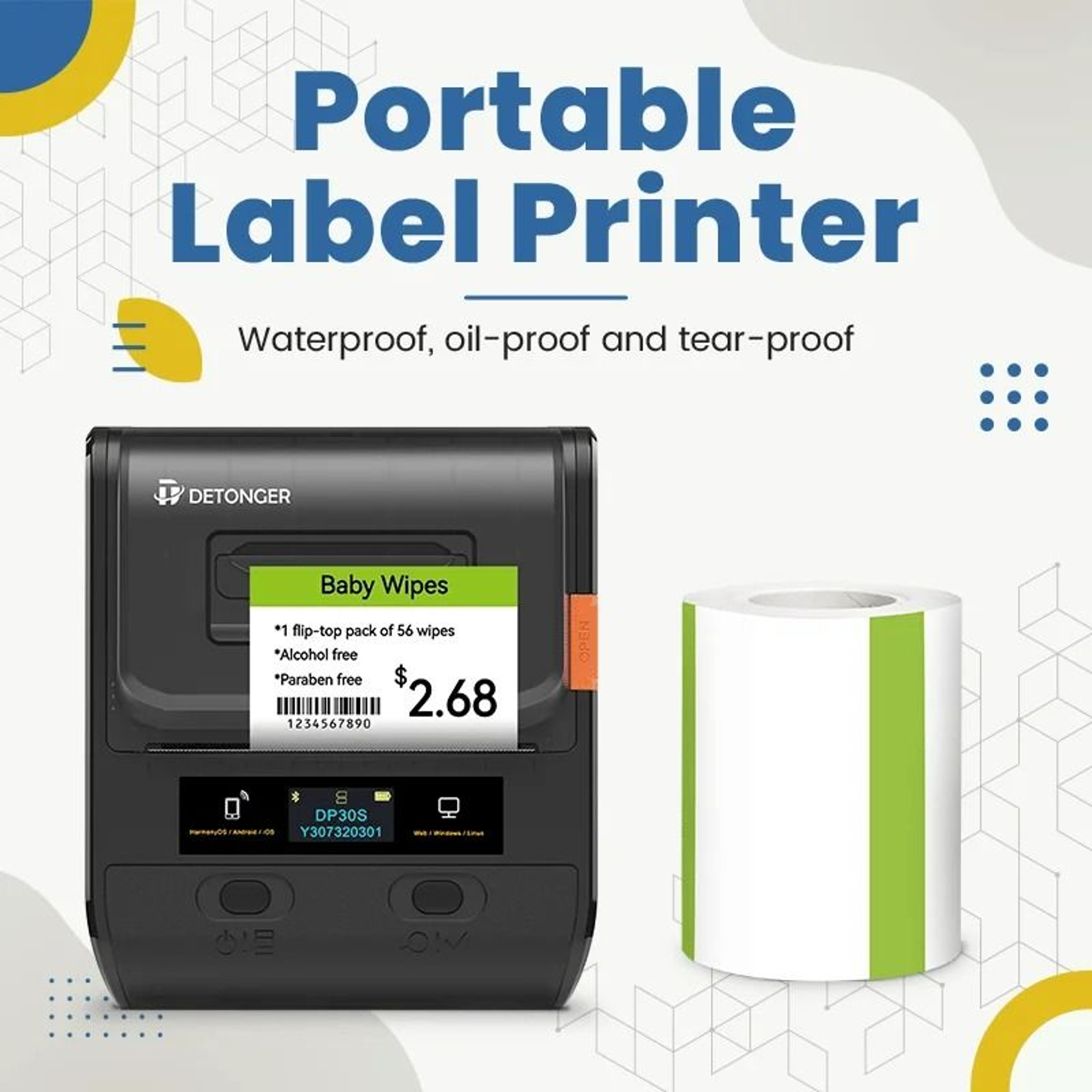 Wireless Desktop  Portable Thermal Label Printer 2