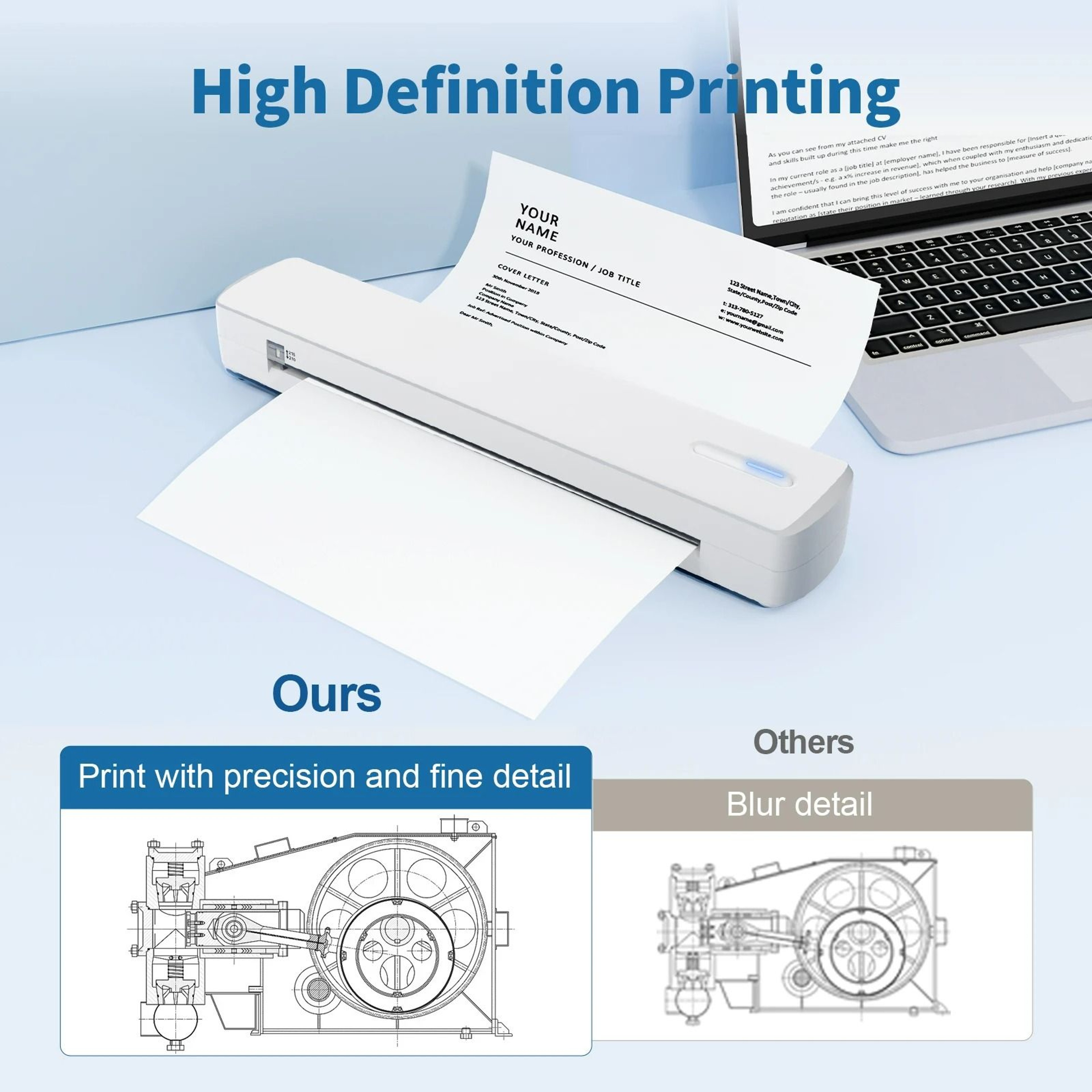 300 DPI Portable A4 Wireless Thermal Printer Tattoo  Document 2