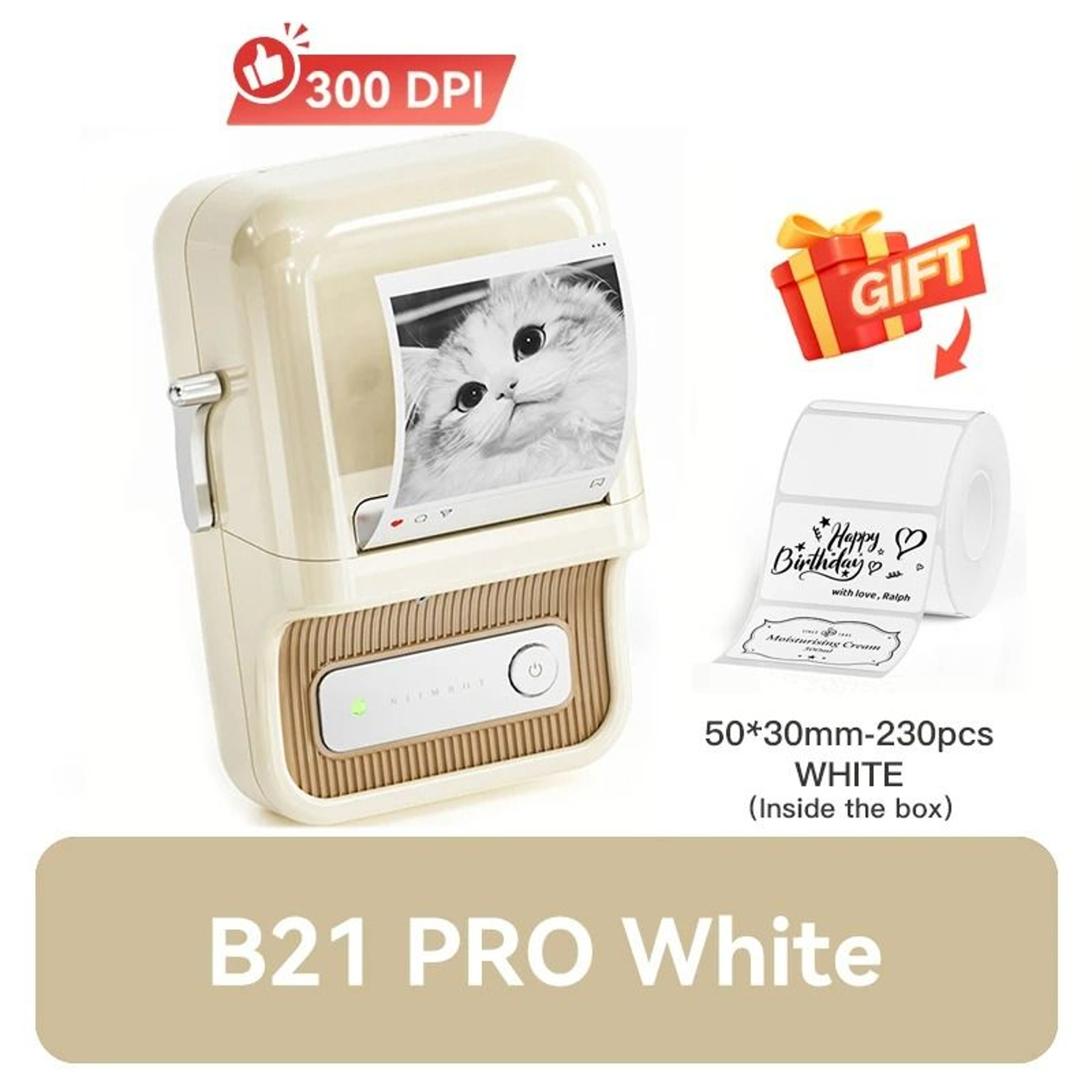 Wireless Vintage Thermal Label Printer Standard  300 DPI HD Pro 6