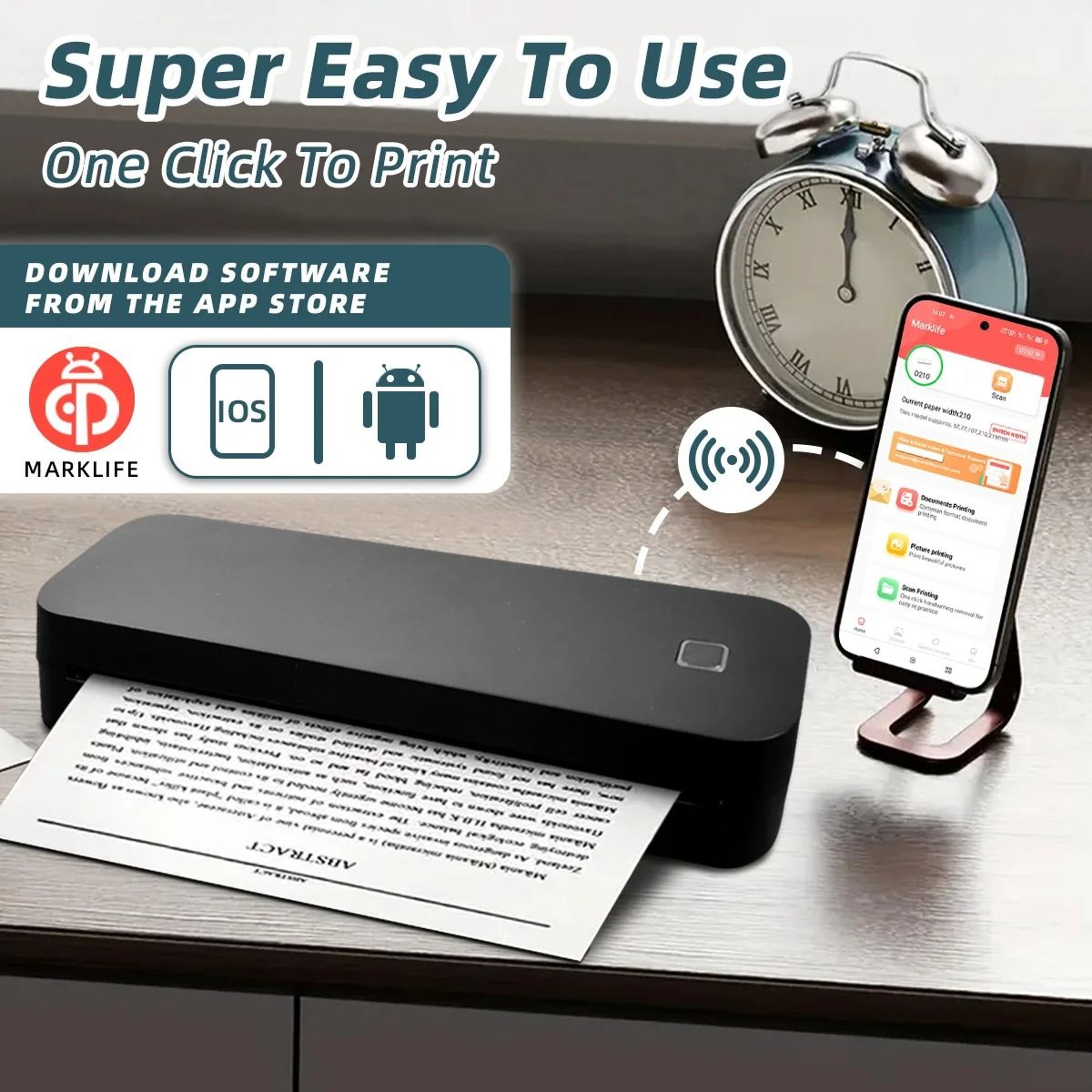 Portable A4 Wireless Thermal Tattoo  Document Printer Dual Stencil  A4 1