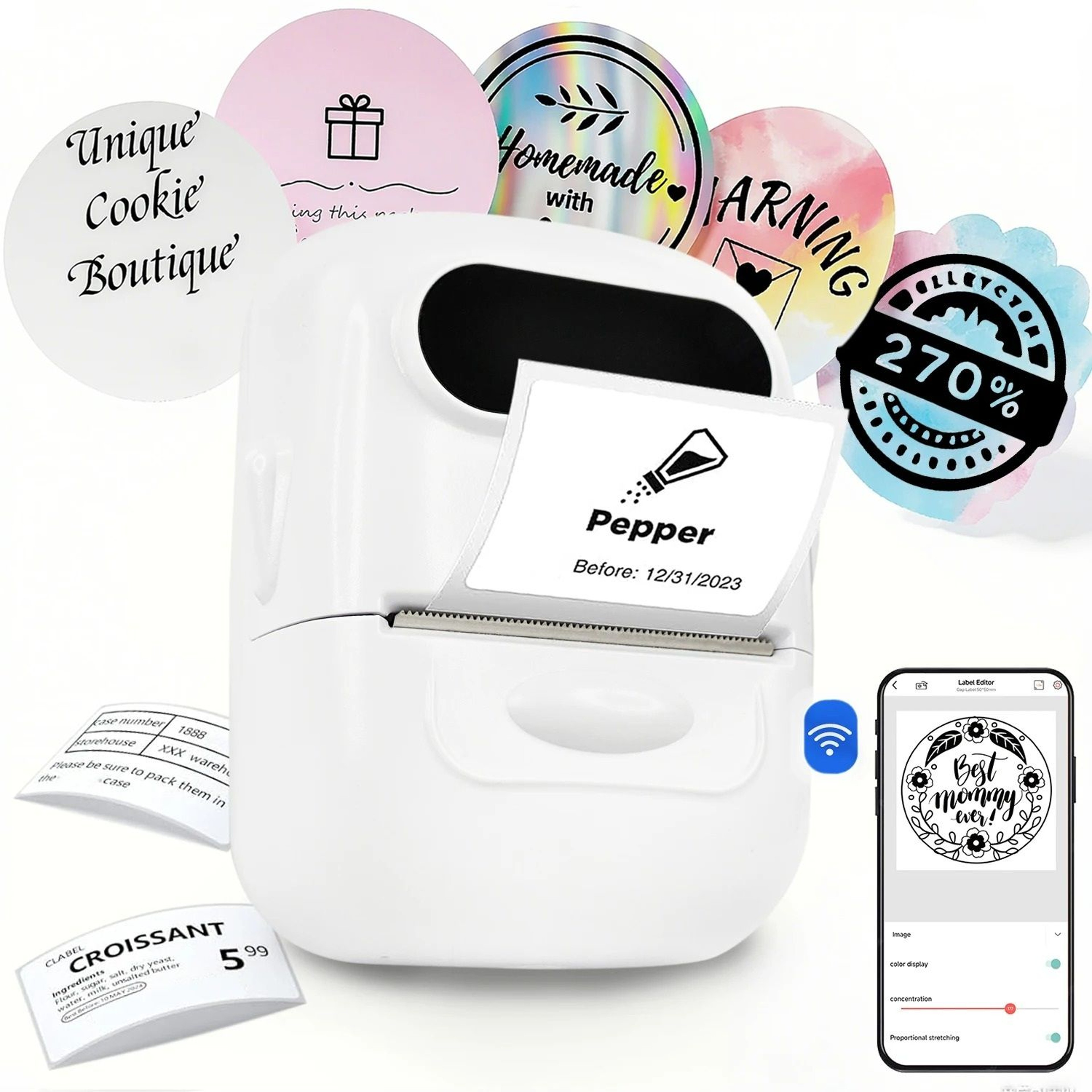 Portable Desktop Direct Thermal Label Printer Bluetooth Sticker Maker 0