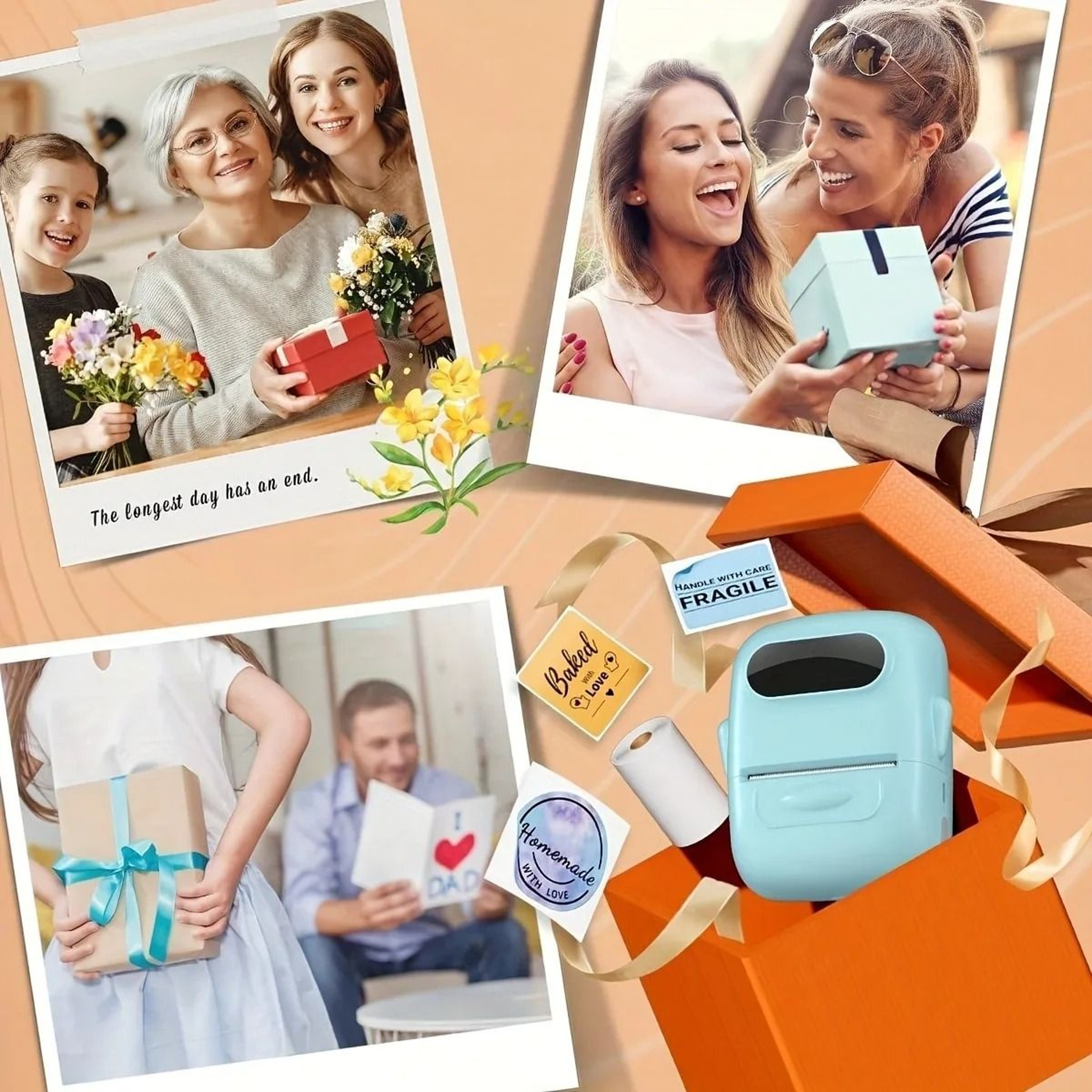 Portable Desktop Direct Thermal Label Printer 203 DPI 3