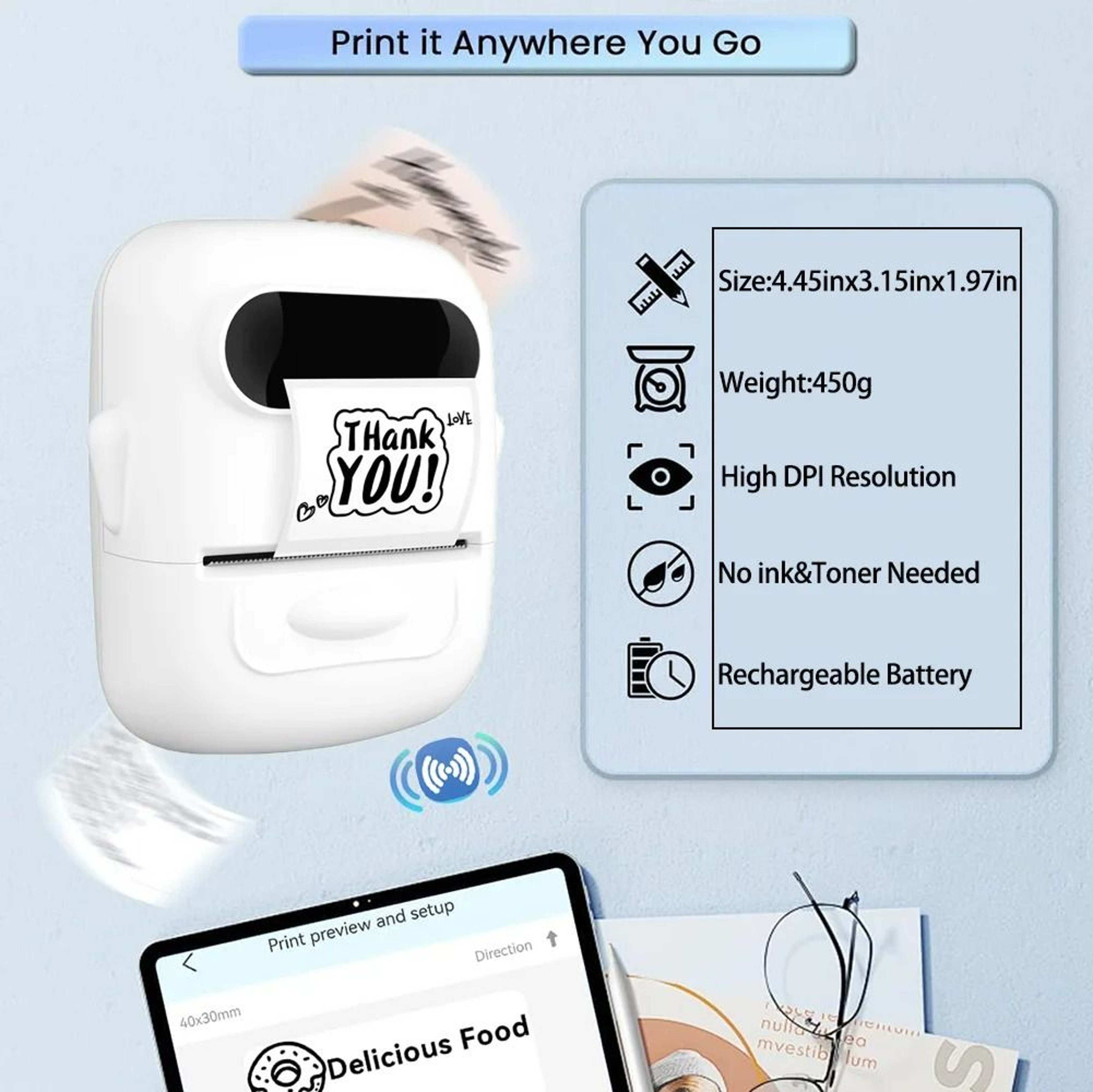 Professional Compact MultiWidth Wireless Thermal Label Printer 1