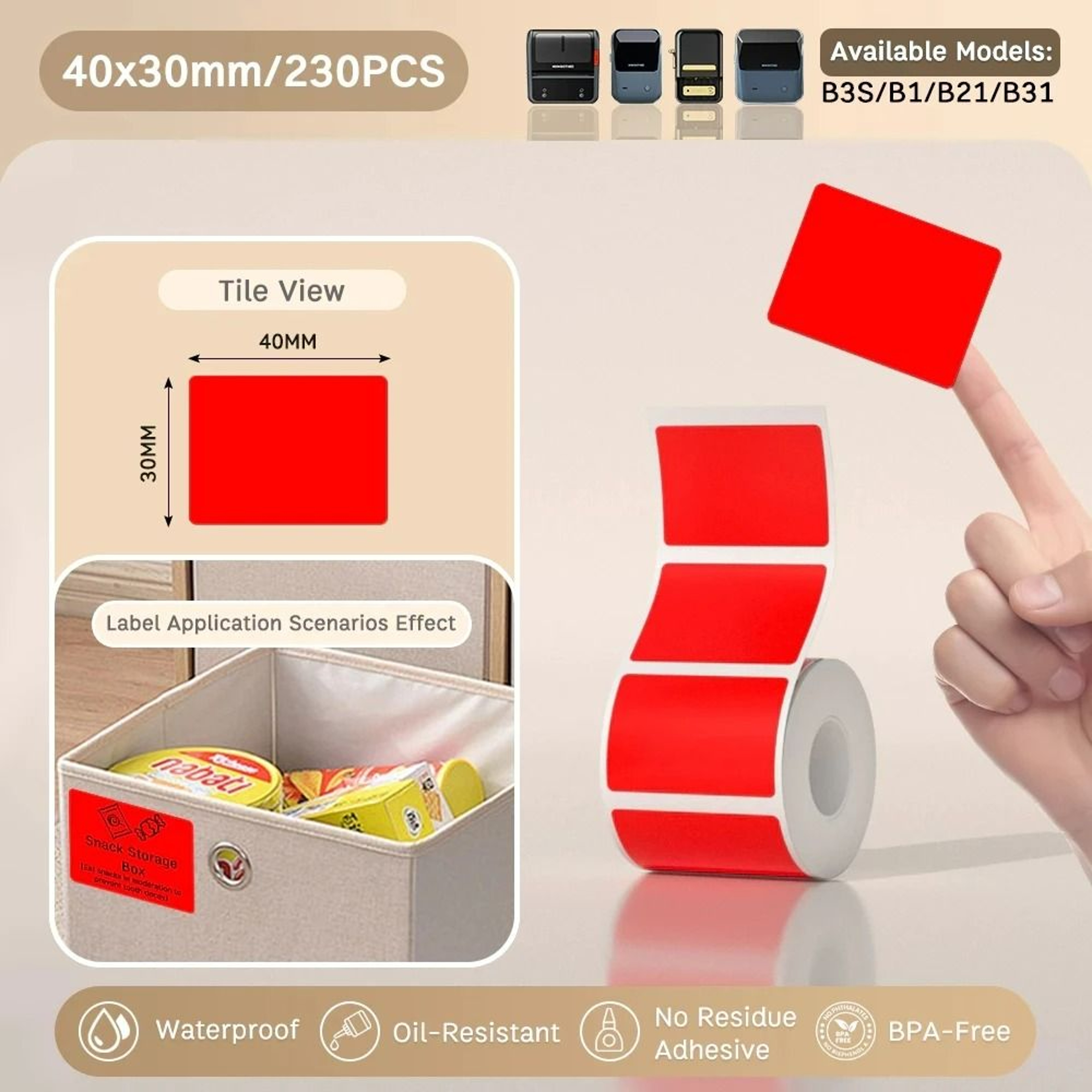 Waterproof Colored  Clear Direct Thermal Label Paper Rolls For NiiMbot B21 B203  B3S 11