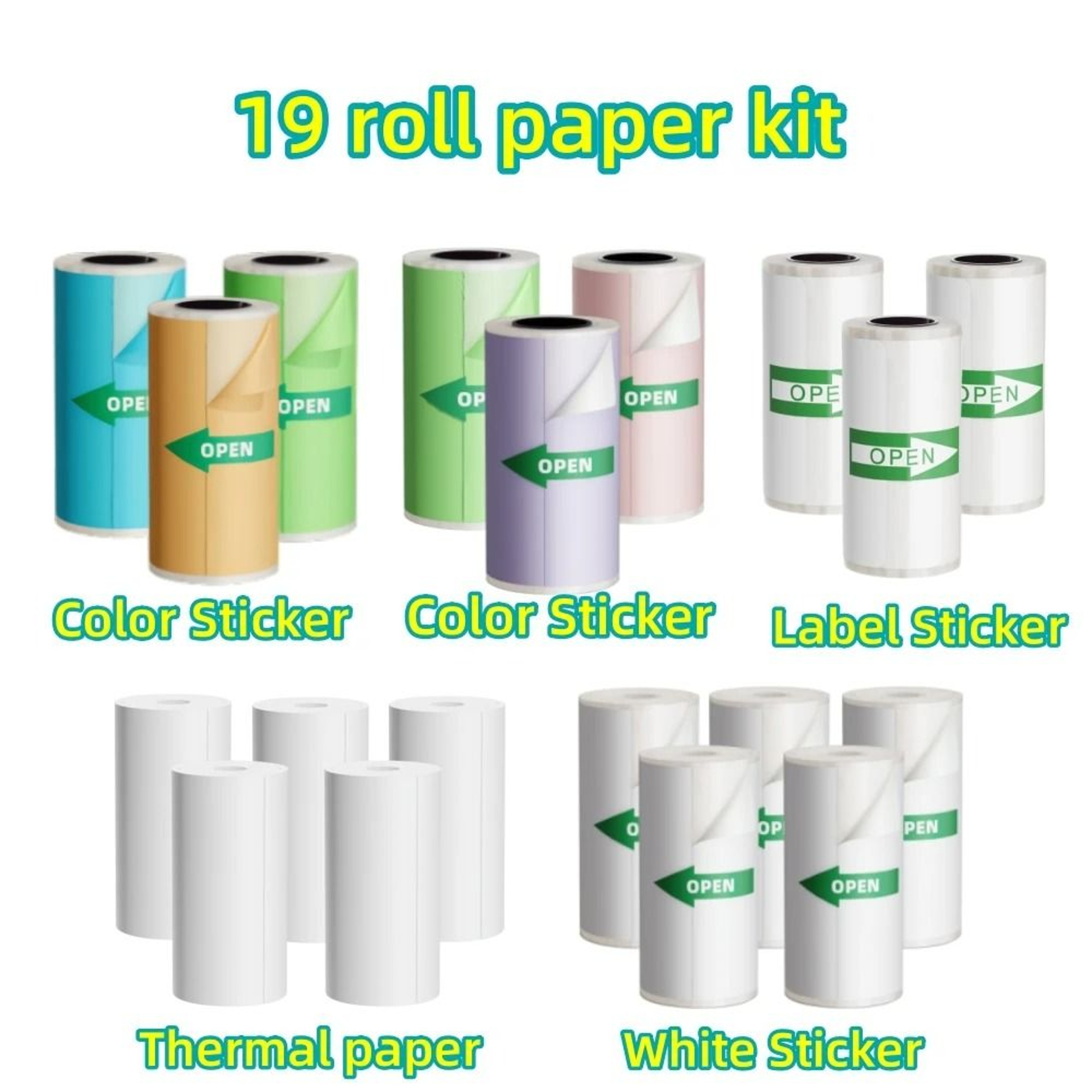 Universal 57mm Thermal Paper  Sticker Rolls For Mini Pocket Printers 11