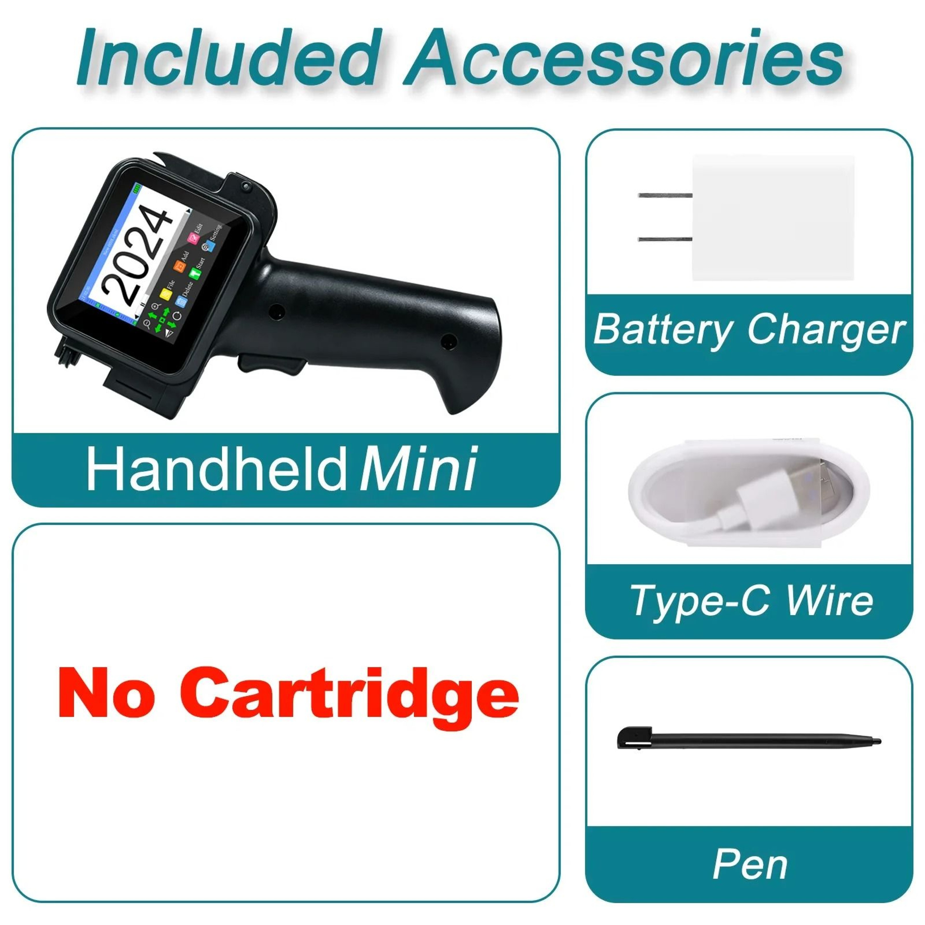 Mini 127mm Handheld Inkjet Printer Kit 8