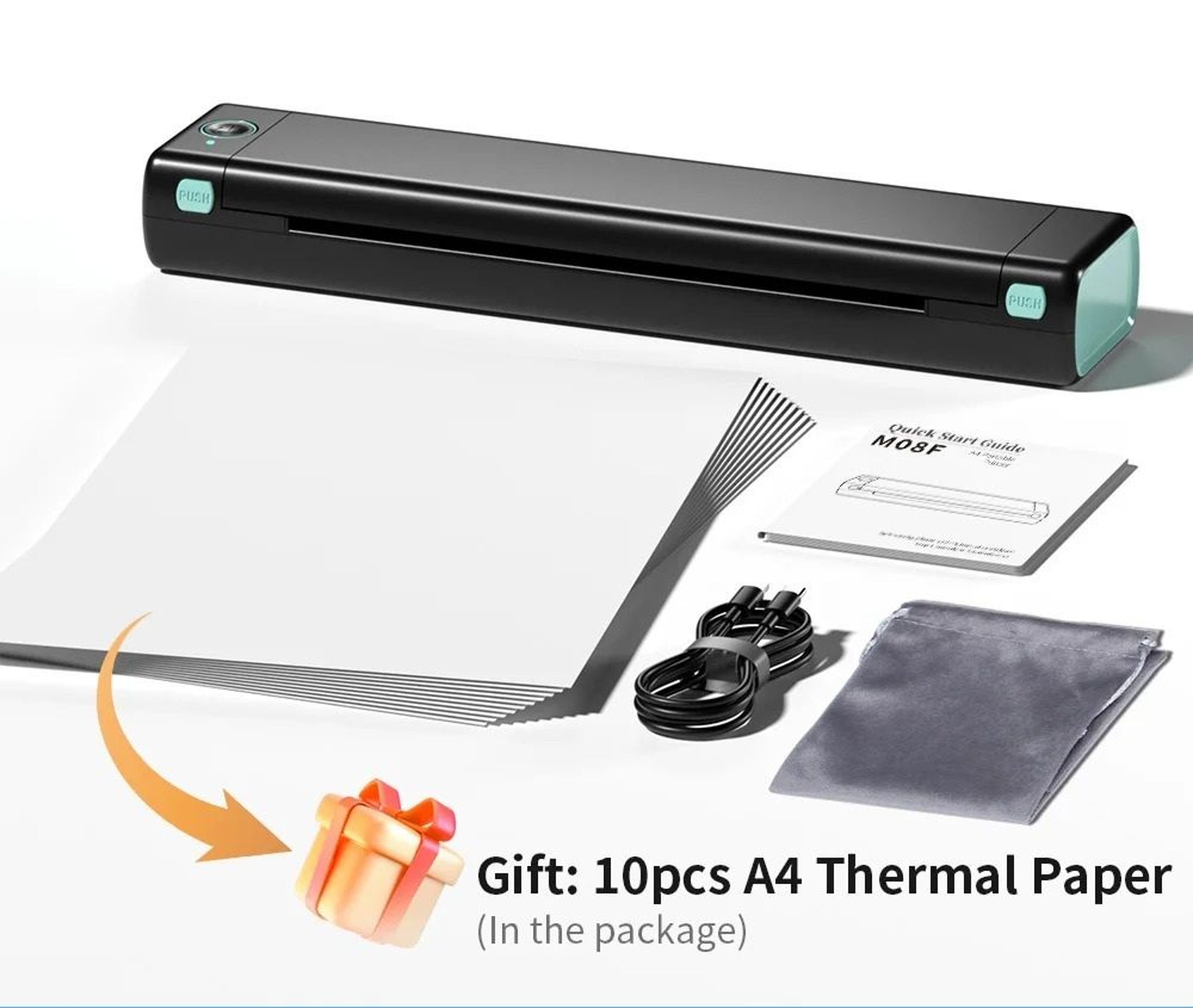 Portable A4 FullPage Wireless Thermal Document Printer 0