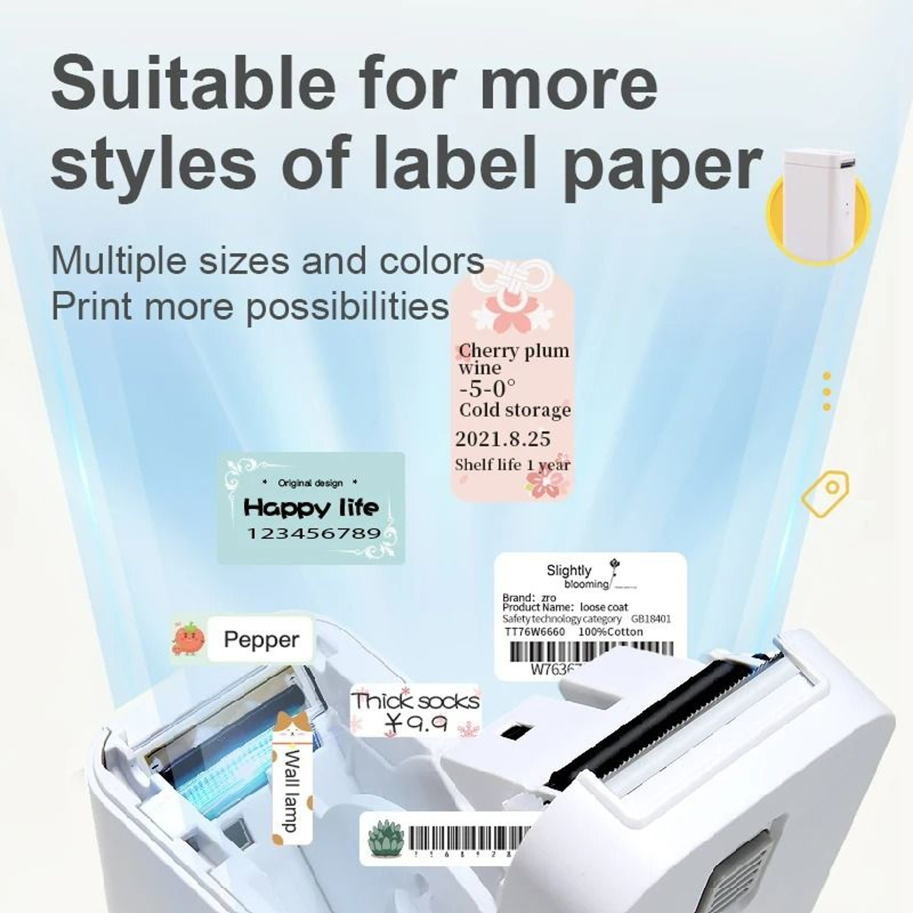 Wireless Direct Thermal Label Printer 10mm25mm Adjustable Format 5
