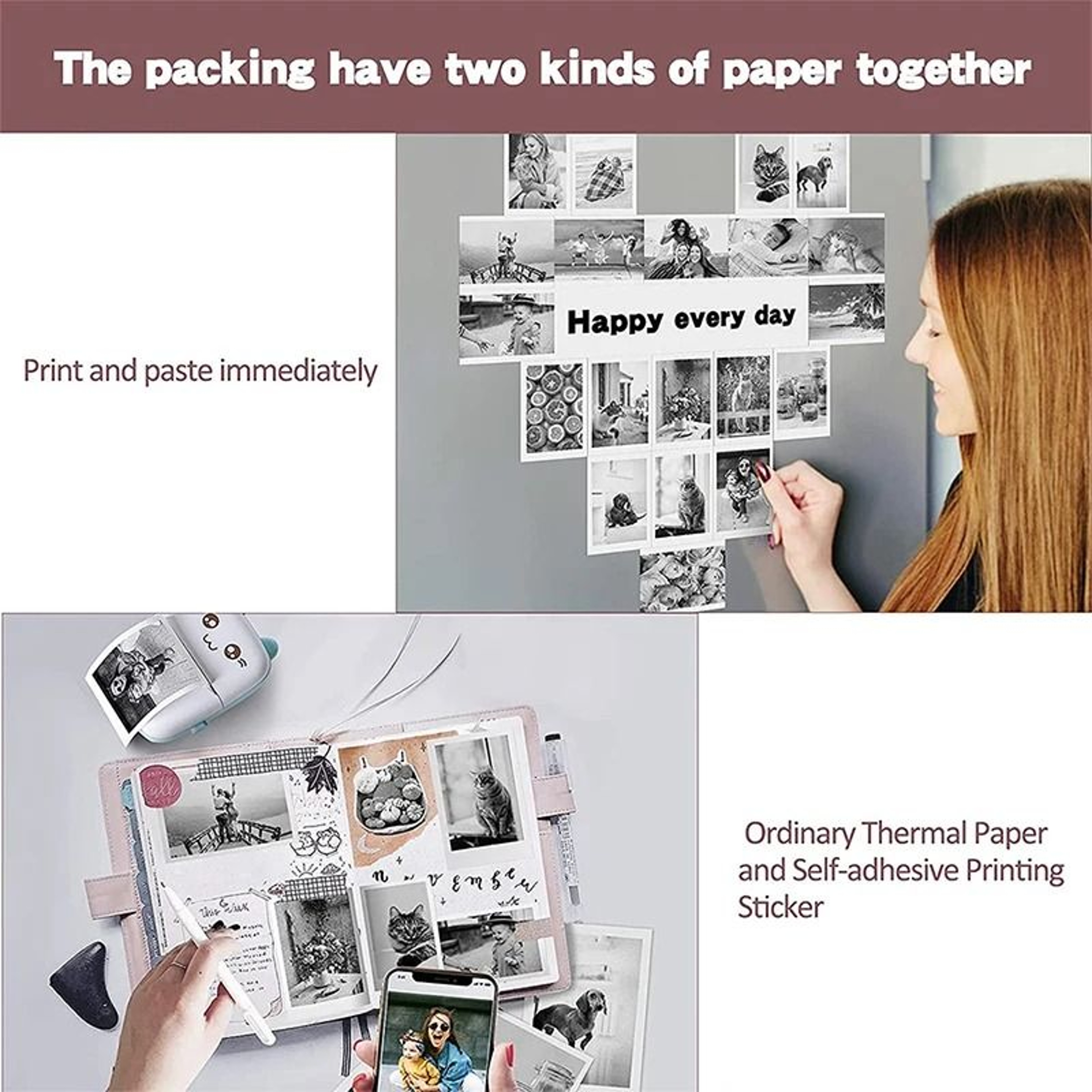 Mini Portable Wireless Bluetooth Thermal Pocket Printer CatBear Design 3