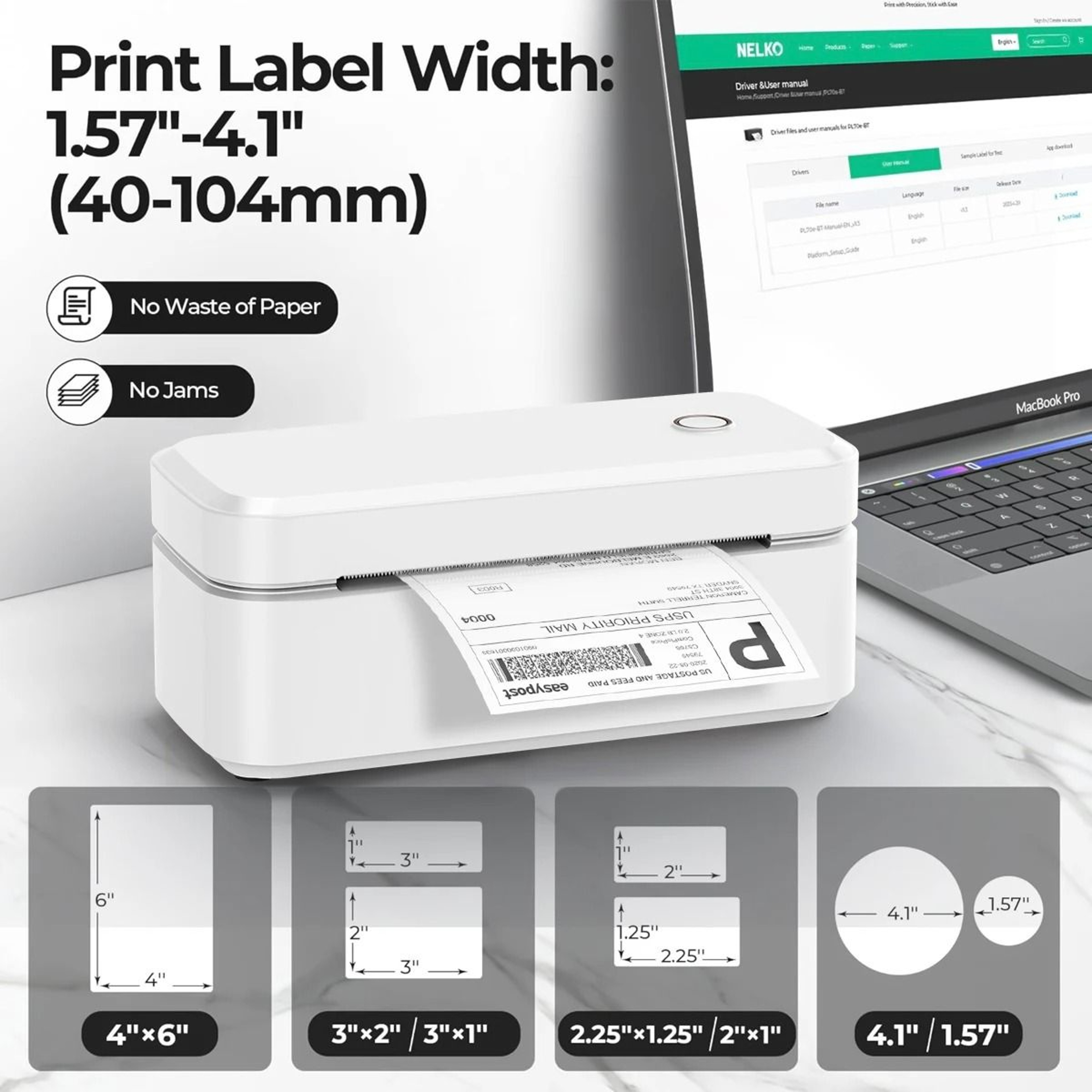 Wireless 4x6 Thermal Shipping Label Printer With Bluetooth 1