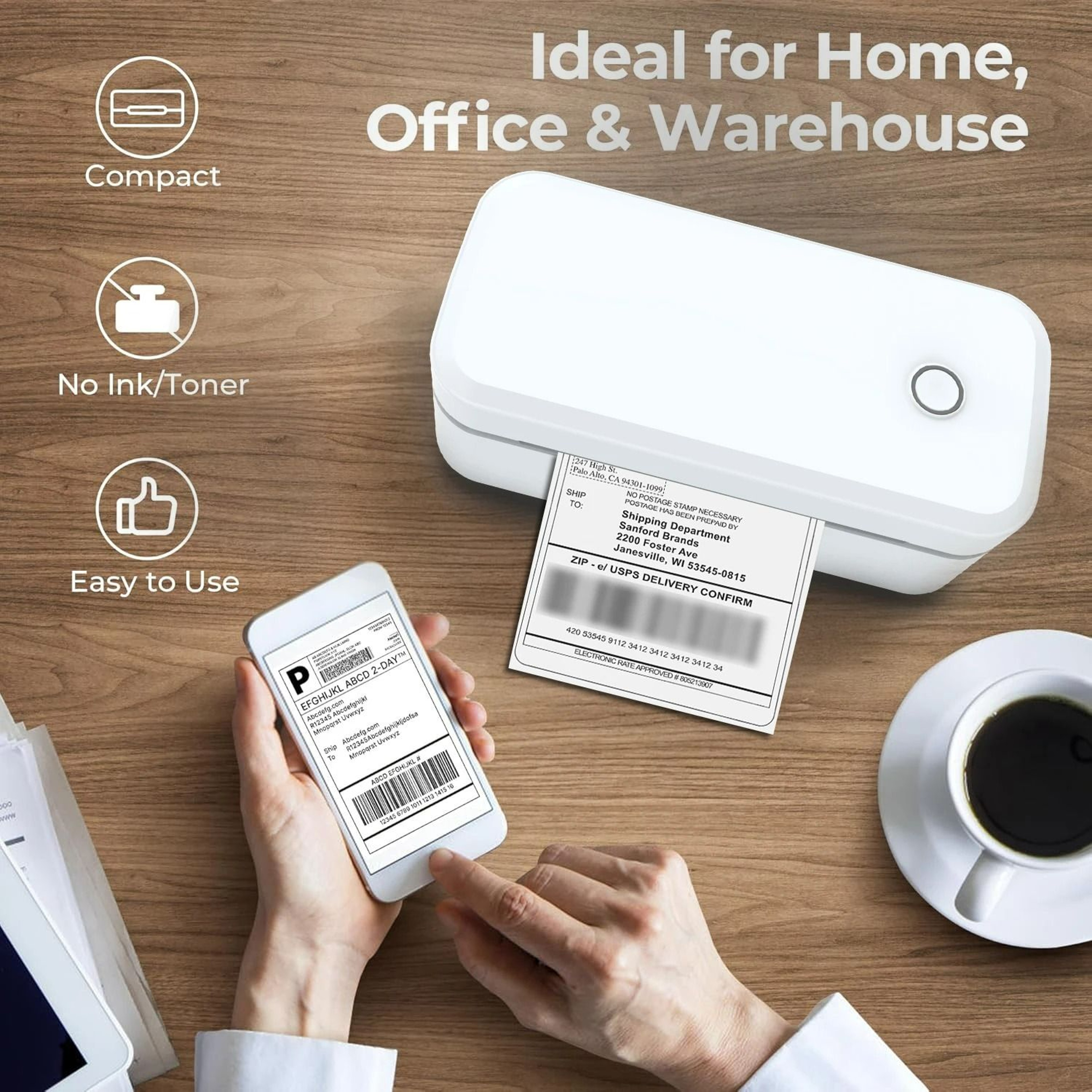 Wireless 4x6 Thermal Shipping Label Printer With Bluetooth 6