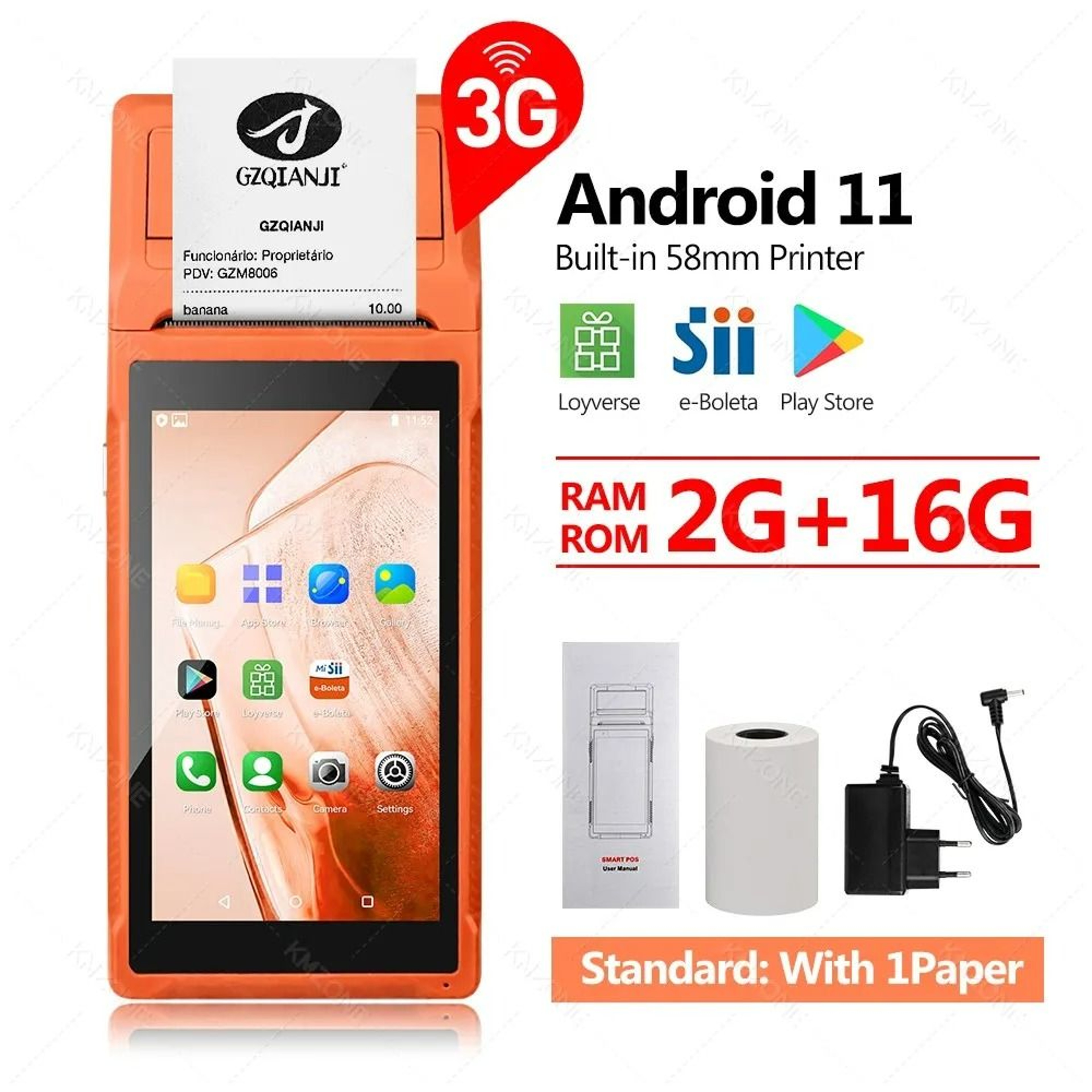 Handheld Smart POS Android Terminal With Thermal Printer 8