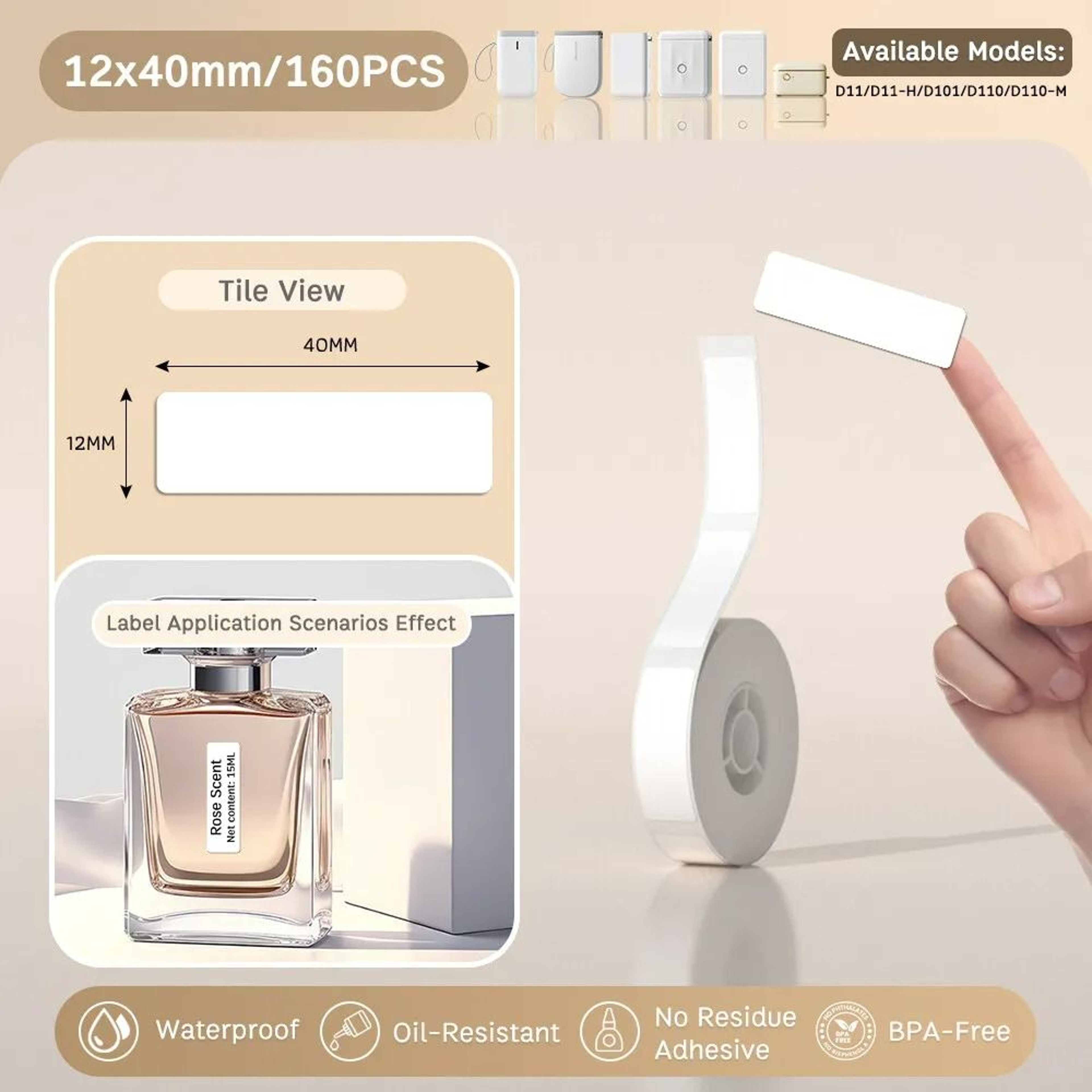 Waterproof SelfAdhesive Thermal Label Paper Rolls Portable Printer 8