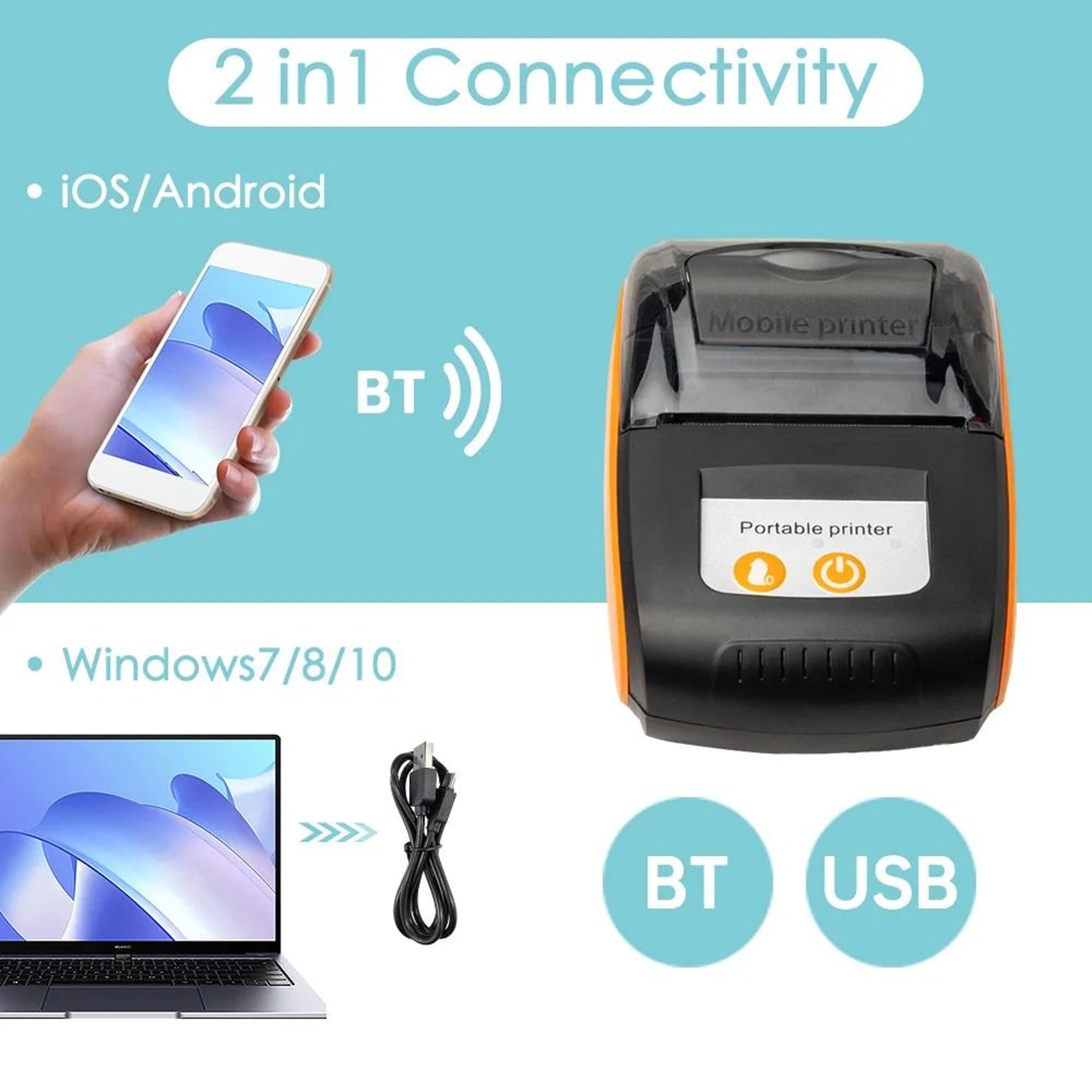 Wireless Mini 58mm Thermal Receipt Printer 2