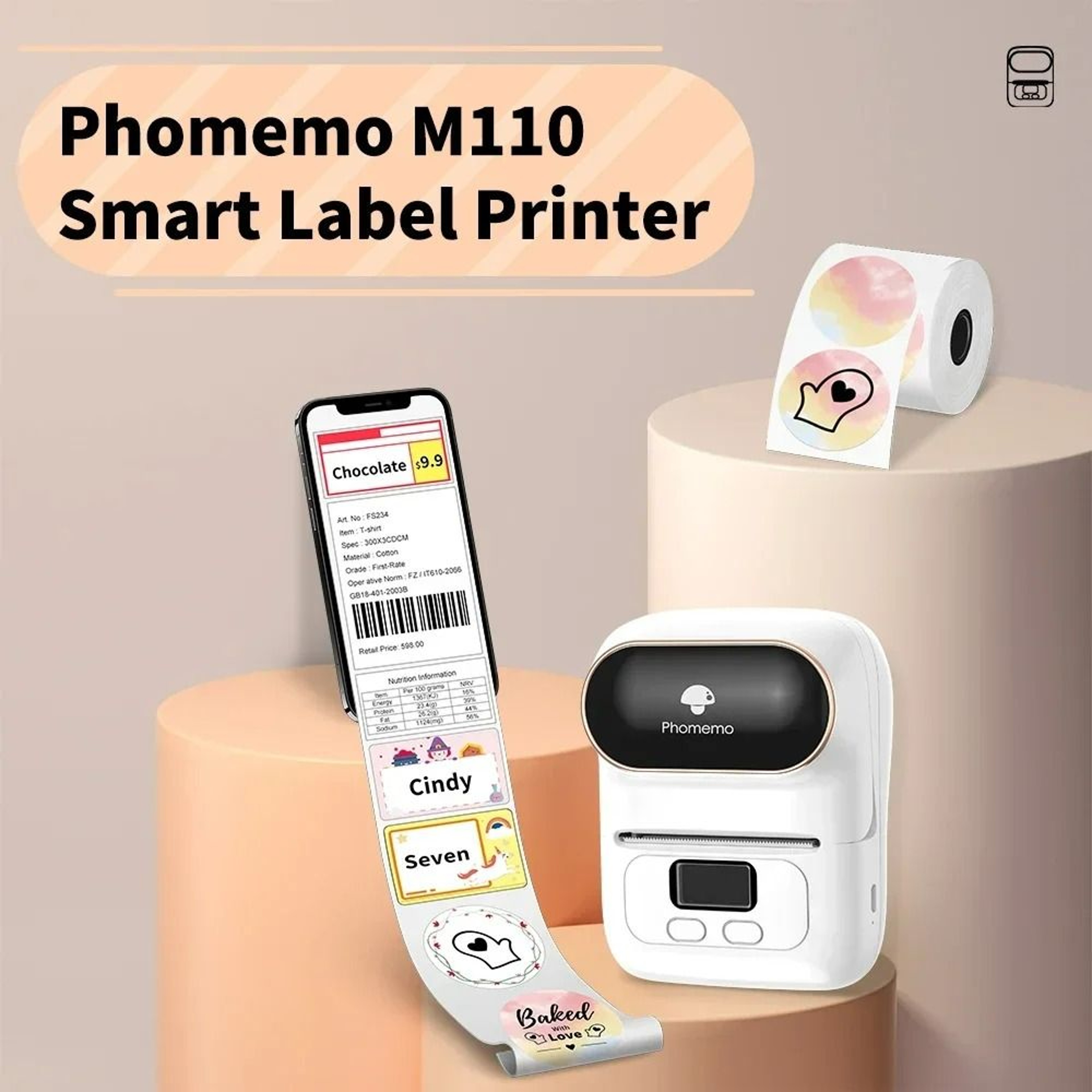 Mini Bluetooth Thermal Label Maker For Barcodes And Cables 2