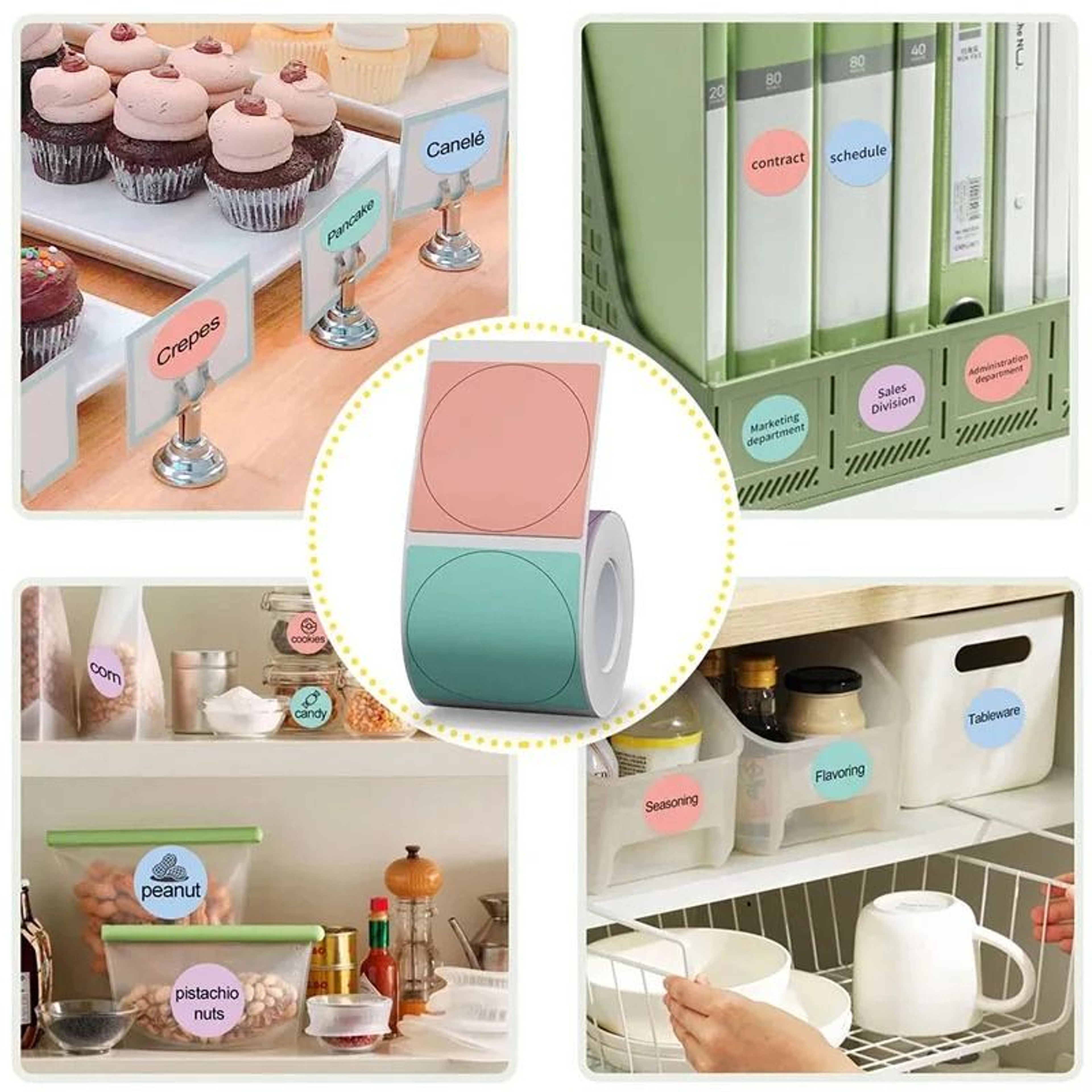 Waterproof Round SelfAdhesive Thermal Label Paper Rolls 0