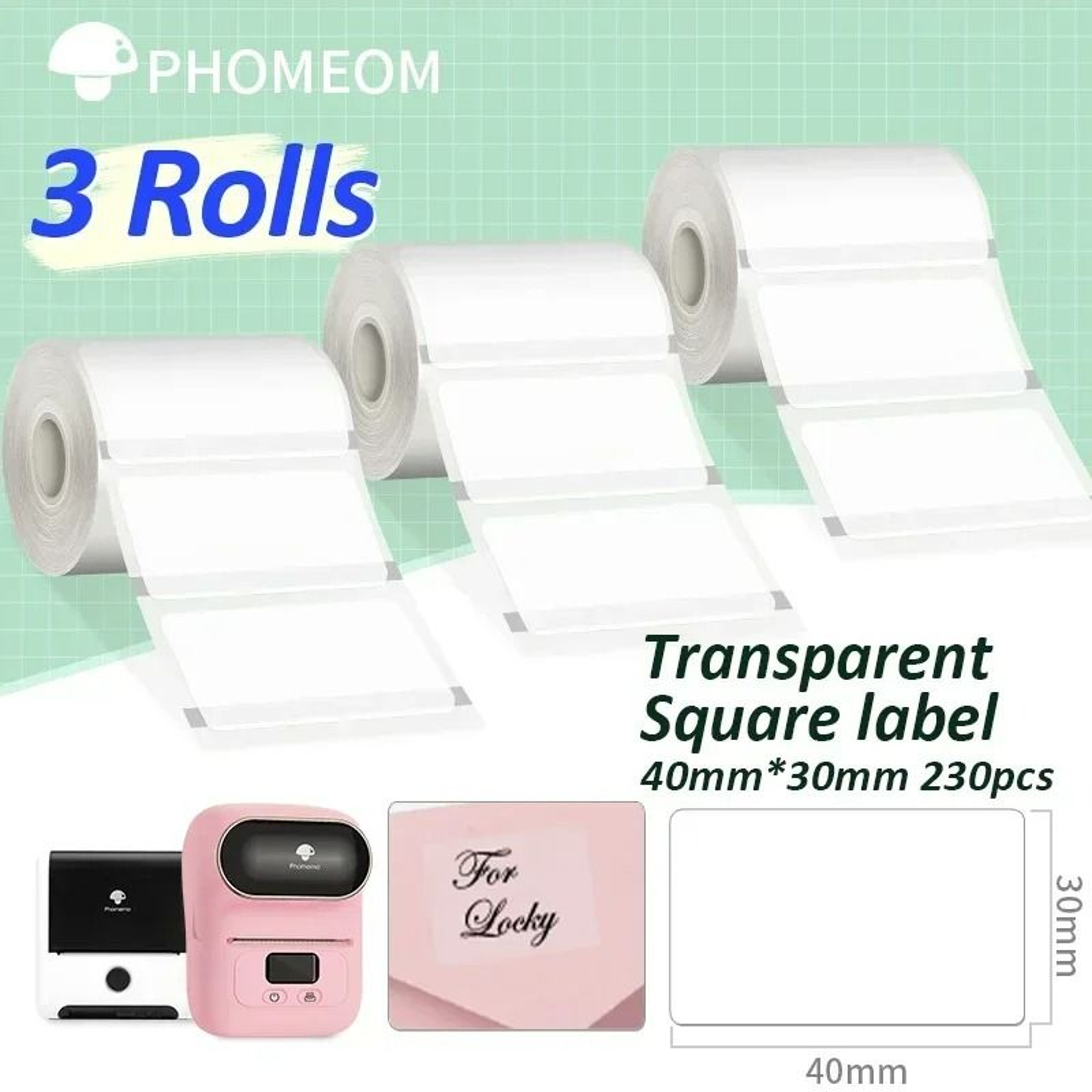 Transparent Self-Adhesive Thermal Label Paper Rolls 3 Pack – view 16