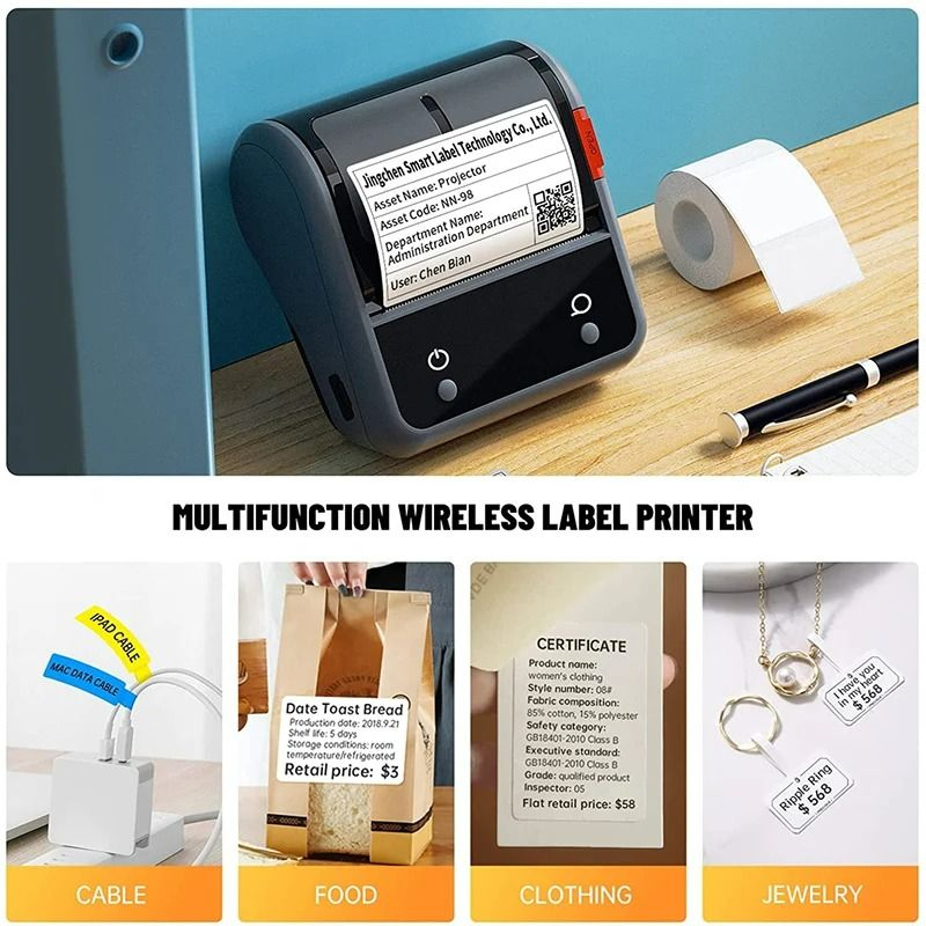 Portable Commercial Thermal Barcode Label Printer 4