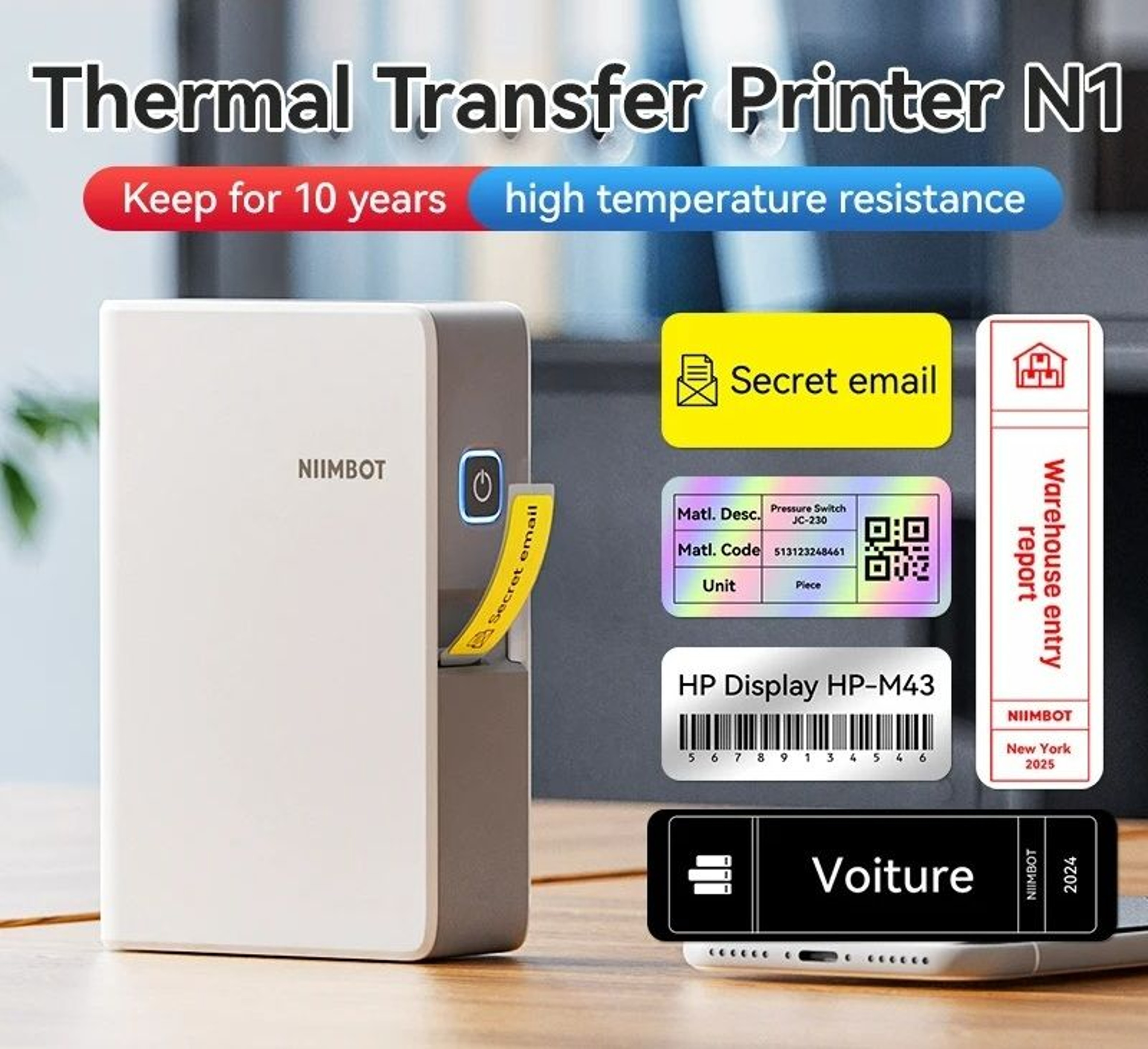 Wireless Thermal Transfer Mini Label Printer 1