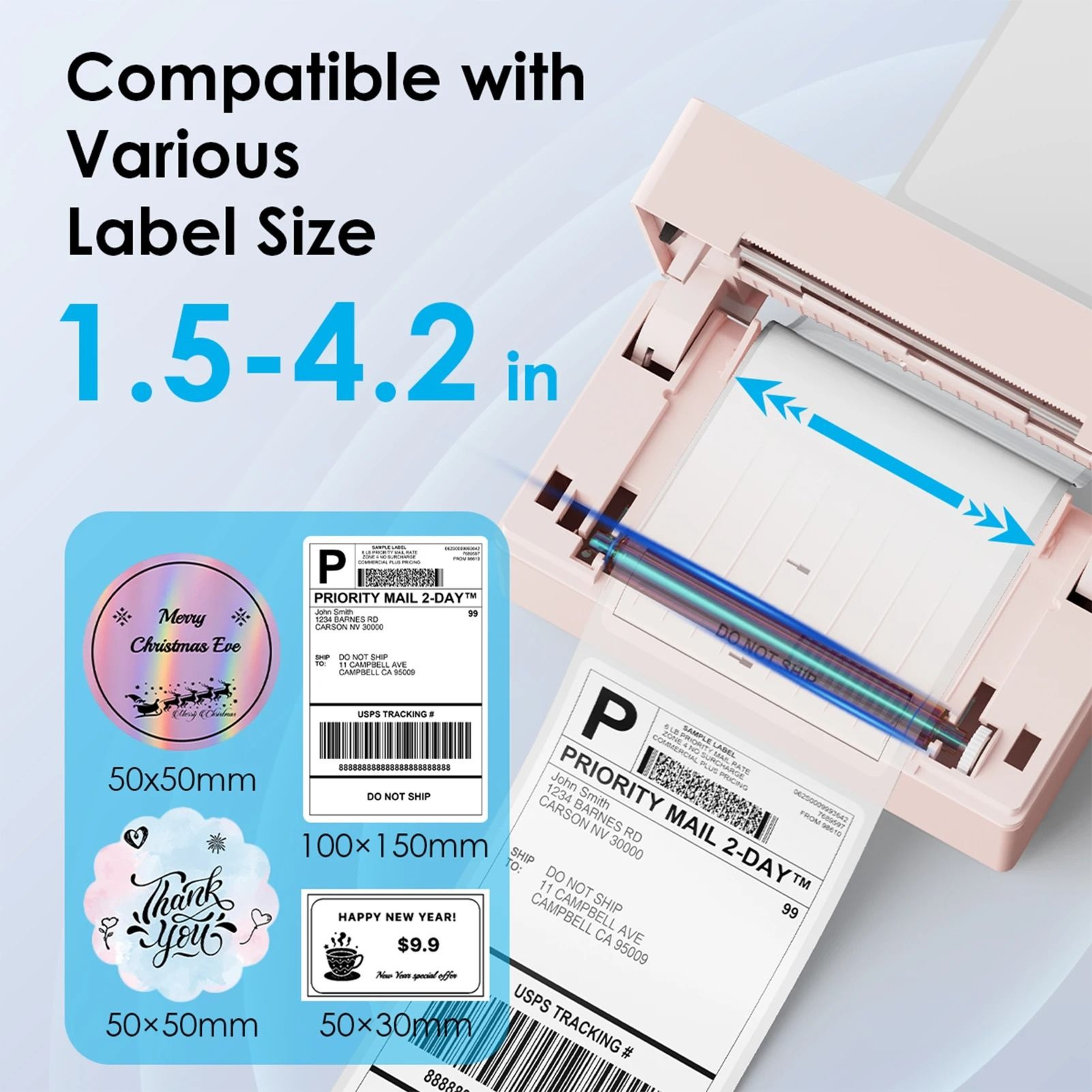 Wireless 4x6 Thermal Shipping Label Printer HighSpeed Output 3