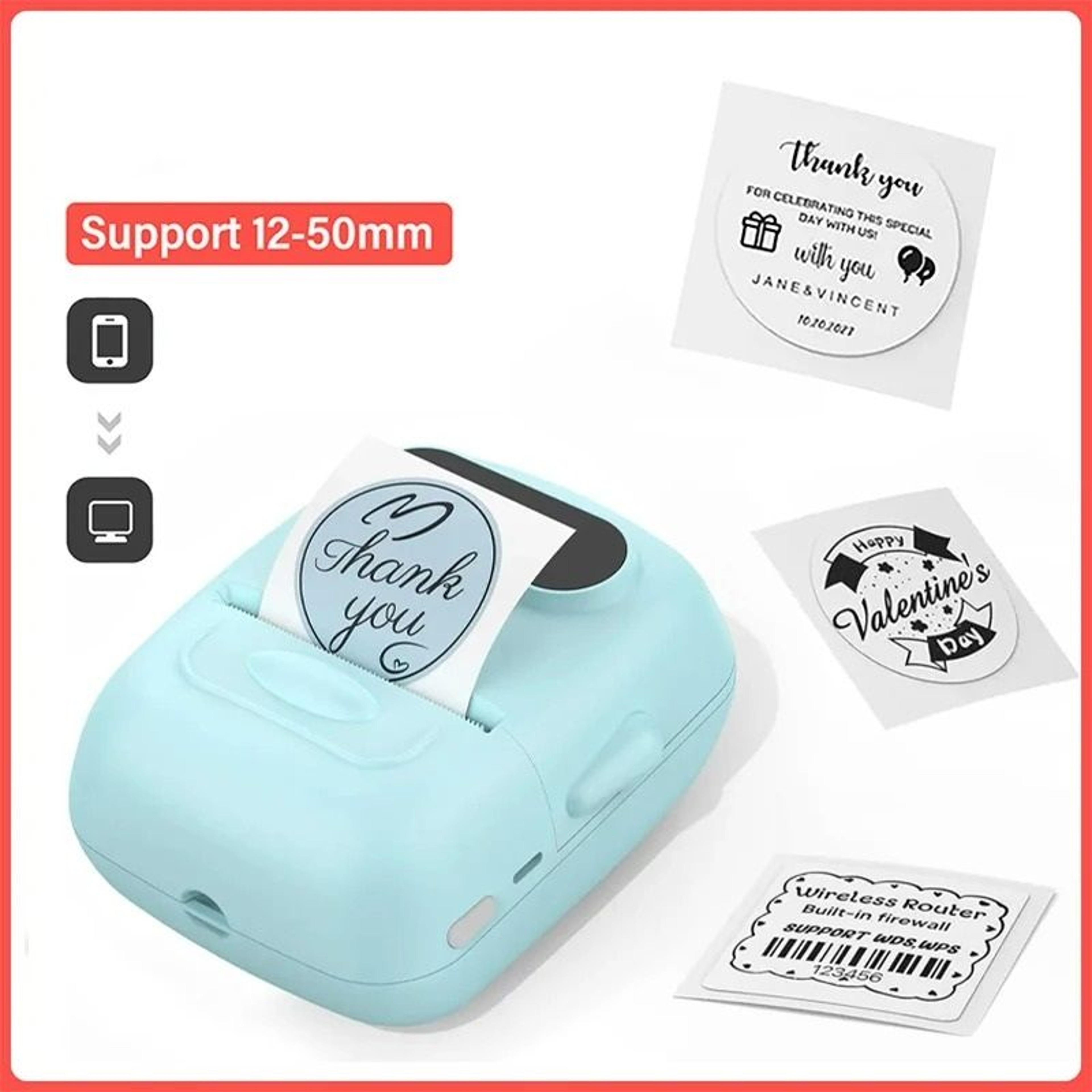 Portable Wireless Thermal Label Printer 047 To 197 In Width 0