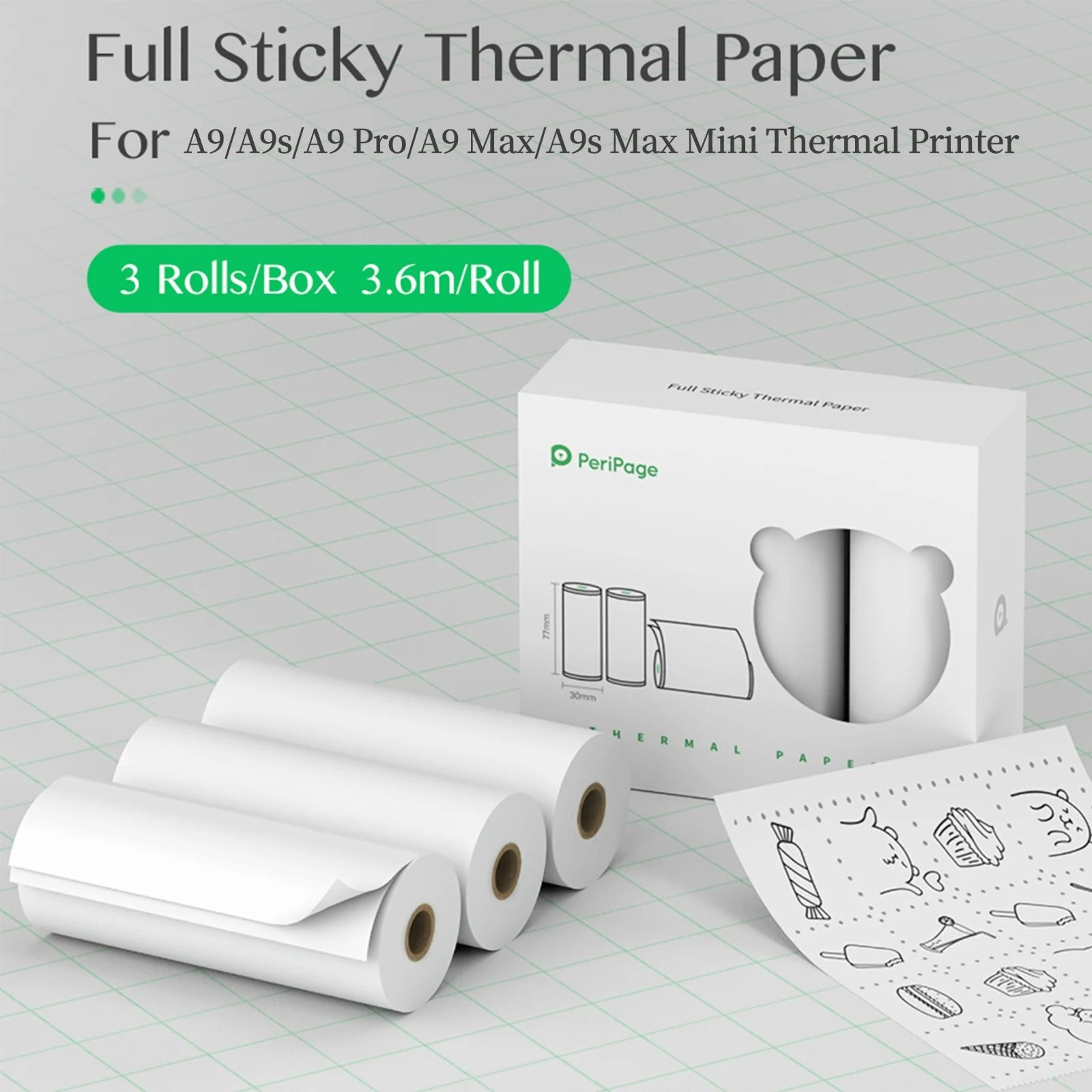 MultiSize Thermal Sticker  Paper Rolls For Pocket Printers 6