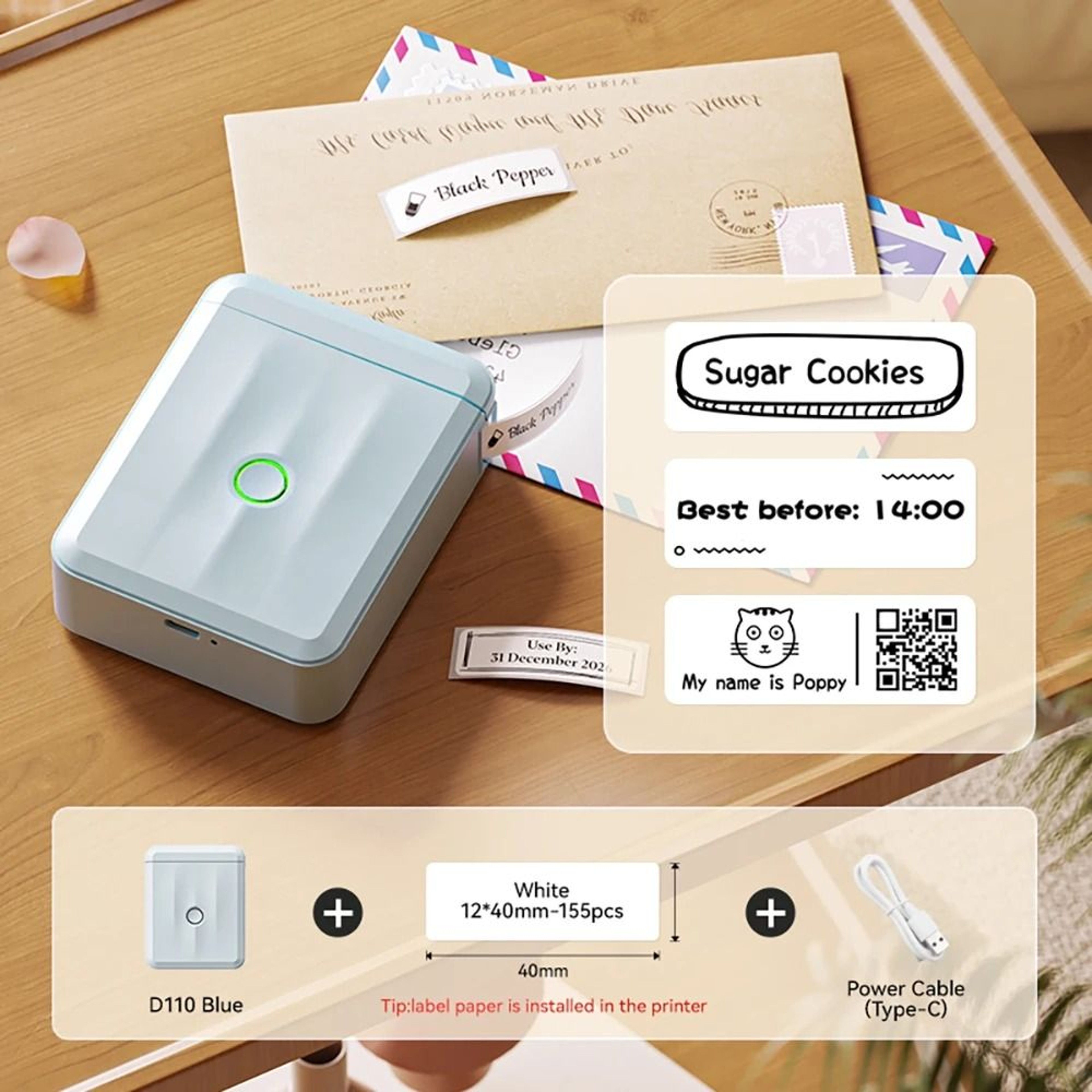 Portable Wireless Mini Thermal Label Printer 8