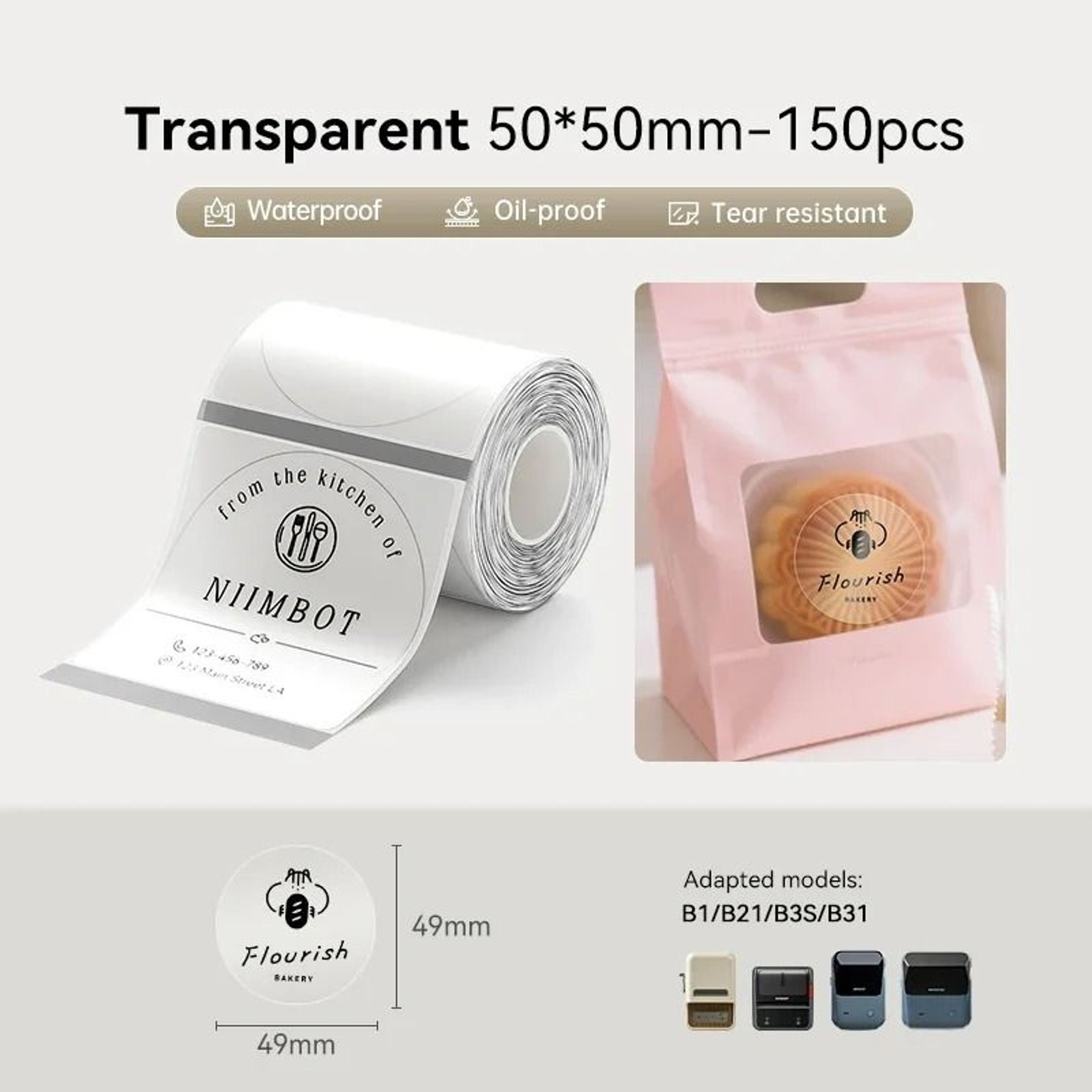 Transparent Thermal Label Sticker Rolls 10