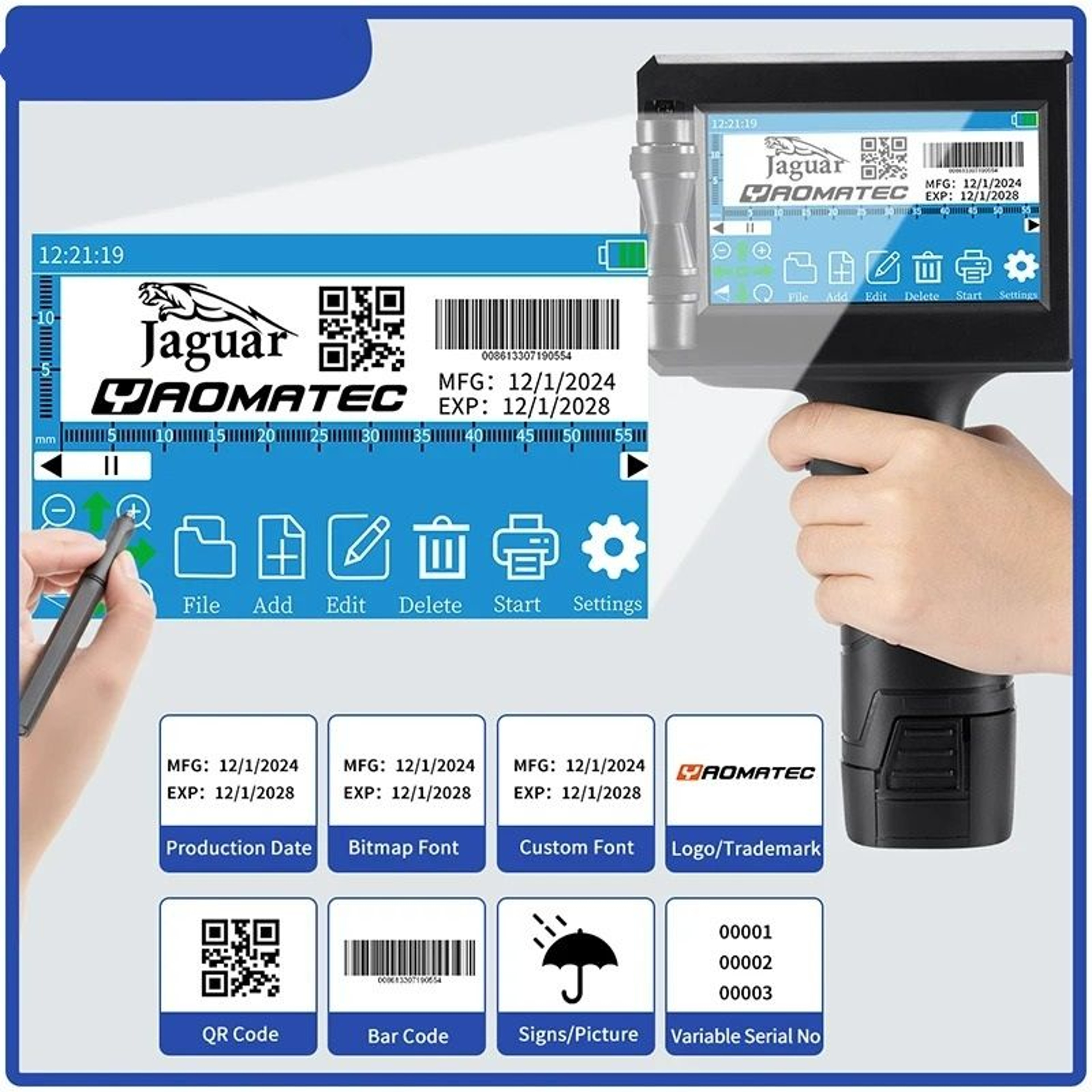 Handheld Thermal Inkjet Printer For Date Logo  Barcode Coding 3