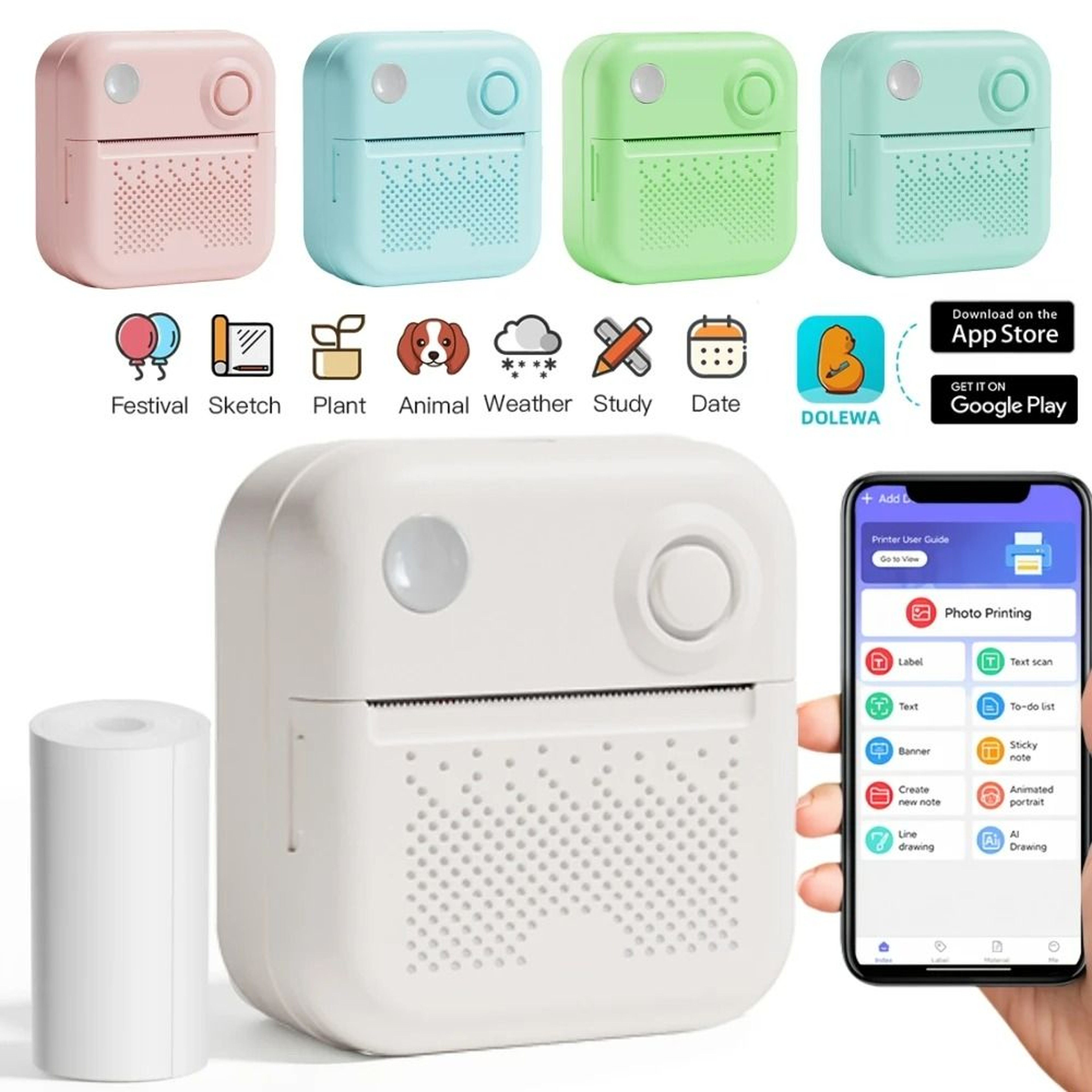 D3 Portable Mini Thermal Printer For Error Notes  Photo Stickers 0