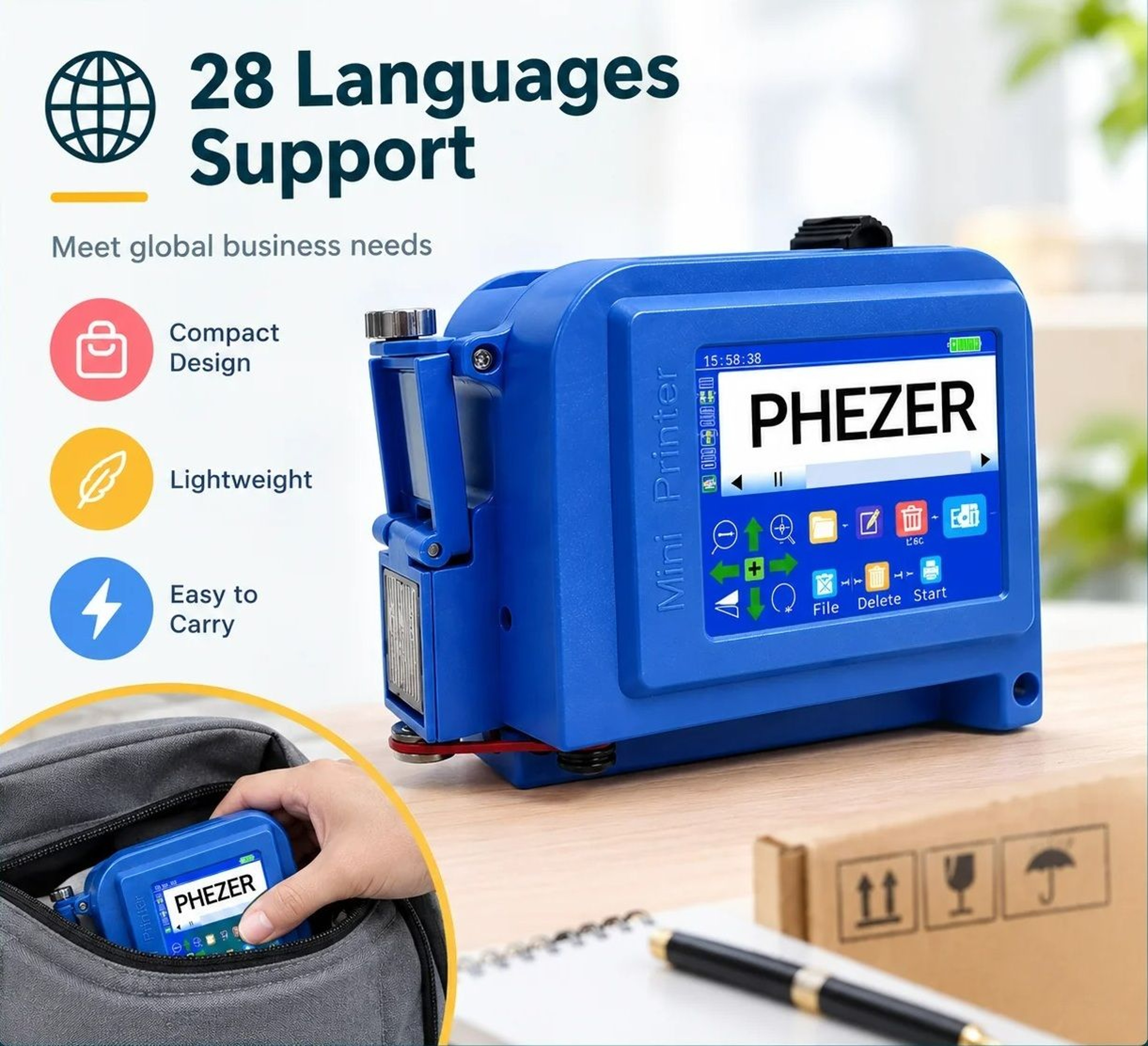Mini Handheld Inkjet Printer For QR Code Logo  Expiry Date 0