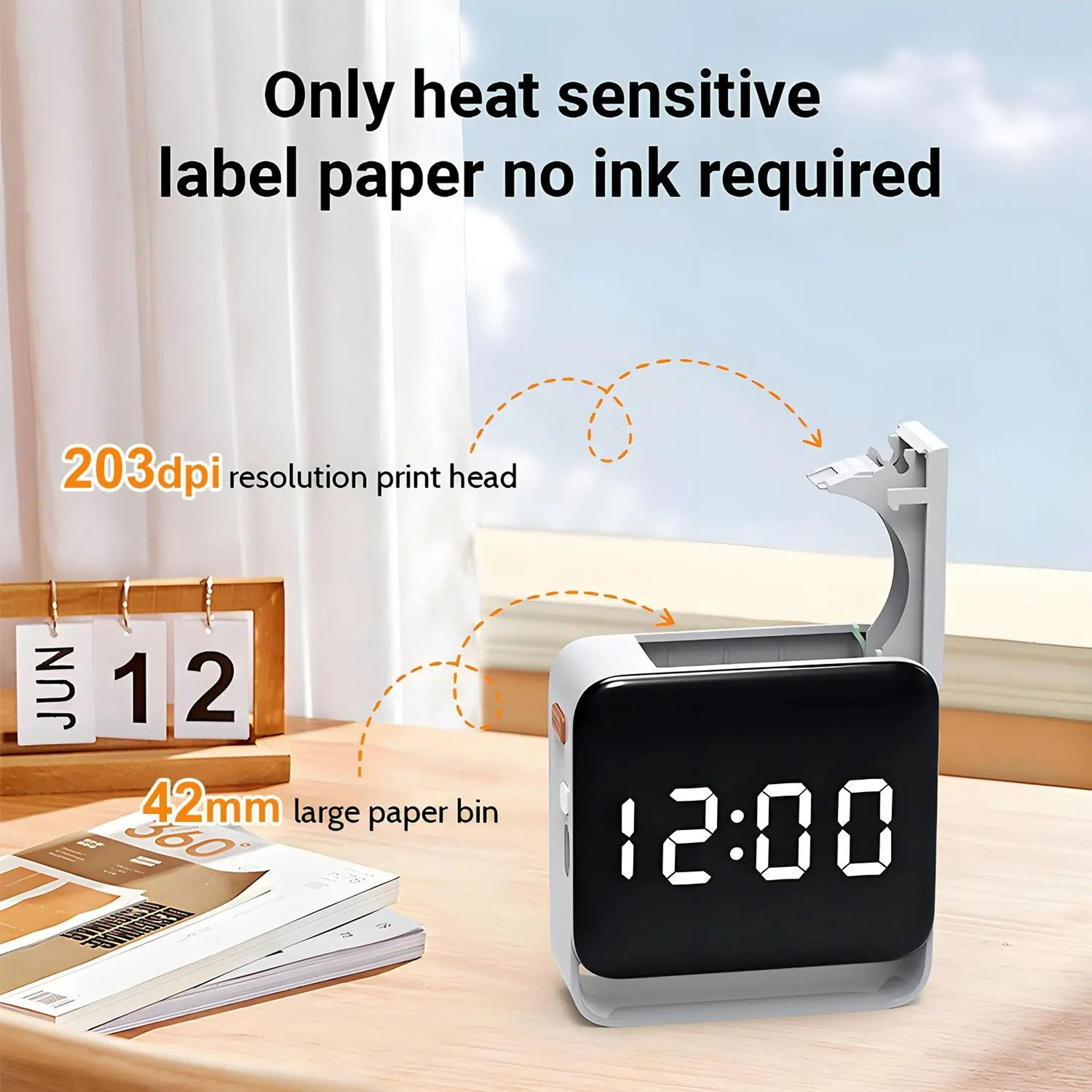 Mini Portable Wireless Label Maker With Paper Roll For Storage Home  Office 2