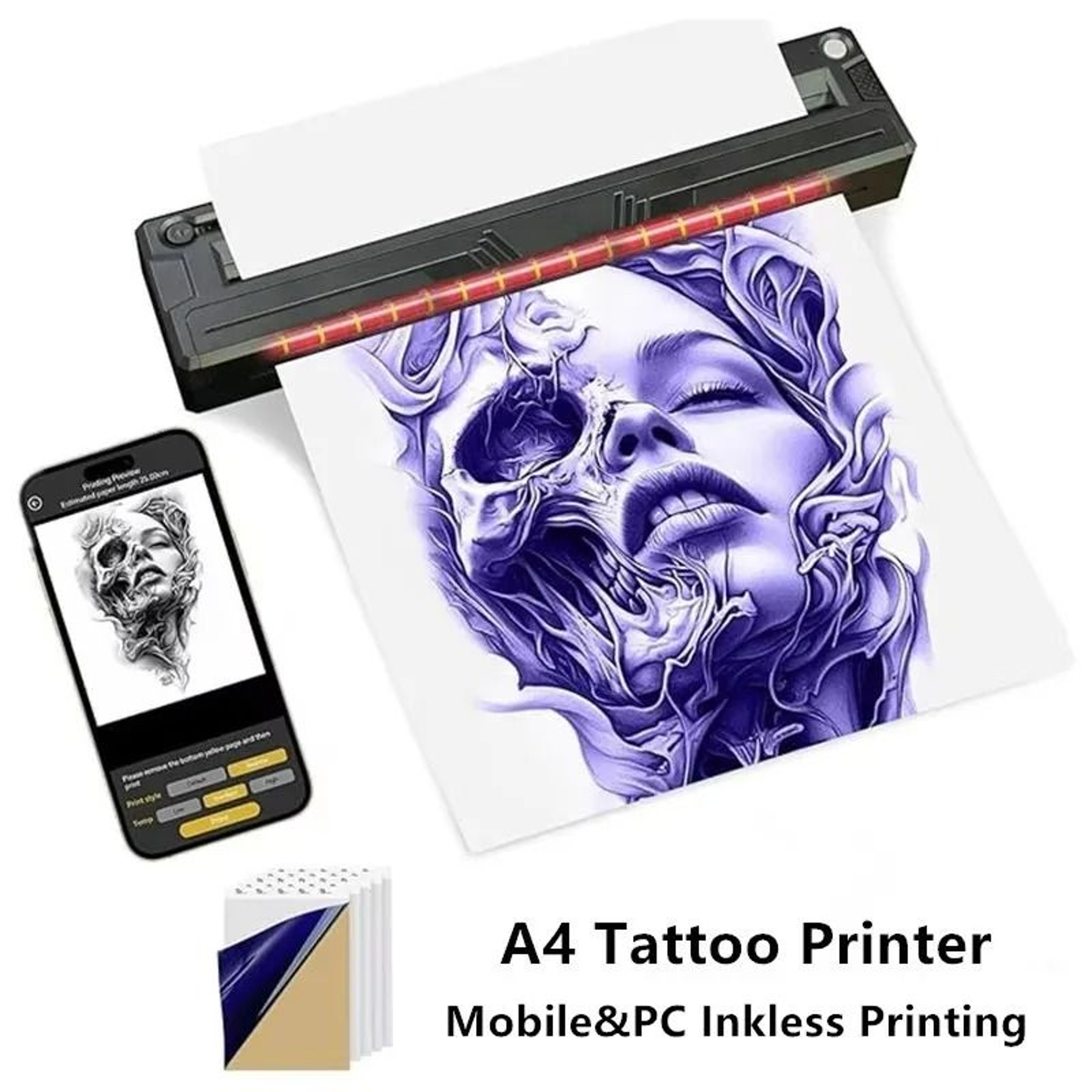 Wireless Portable A4 Thermal Tattoo Stencil Printer For IOS Android  PC 0