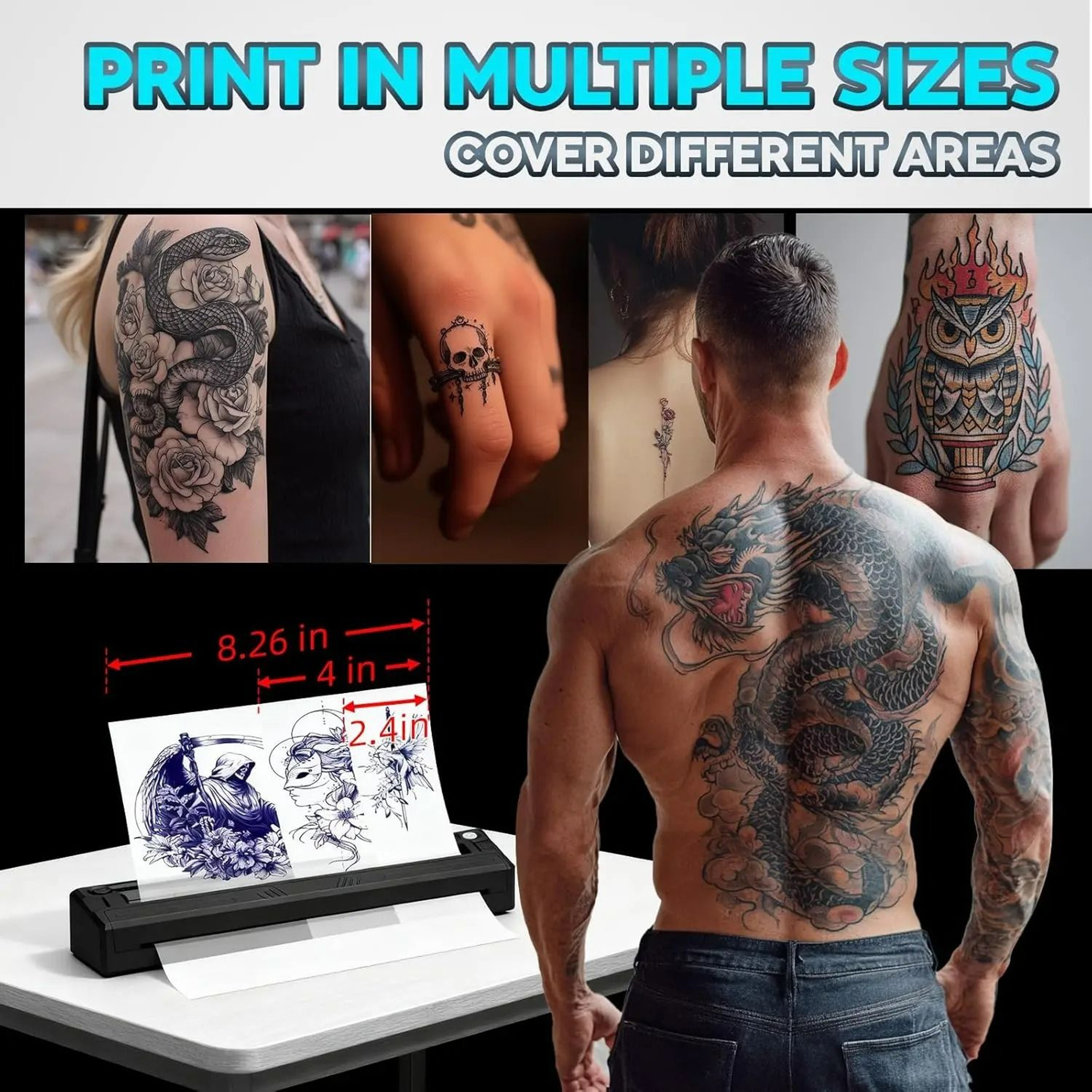 Wireless Portable A4 Thermal Tattoo Stencil Printer For IOS Android  PC 2