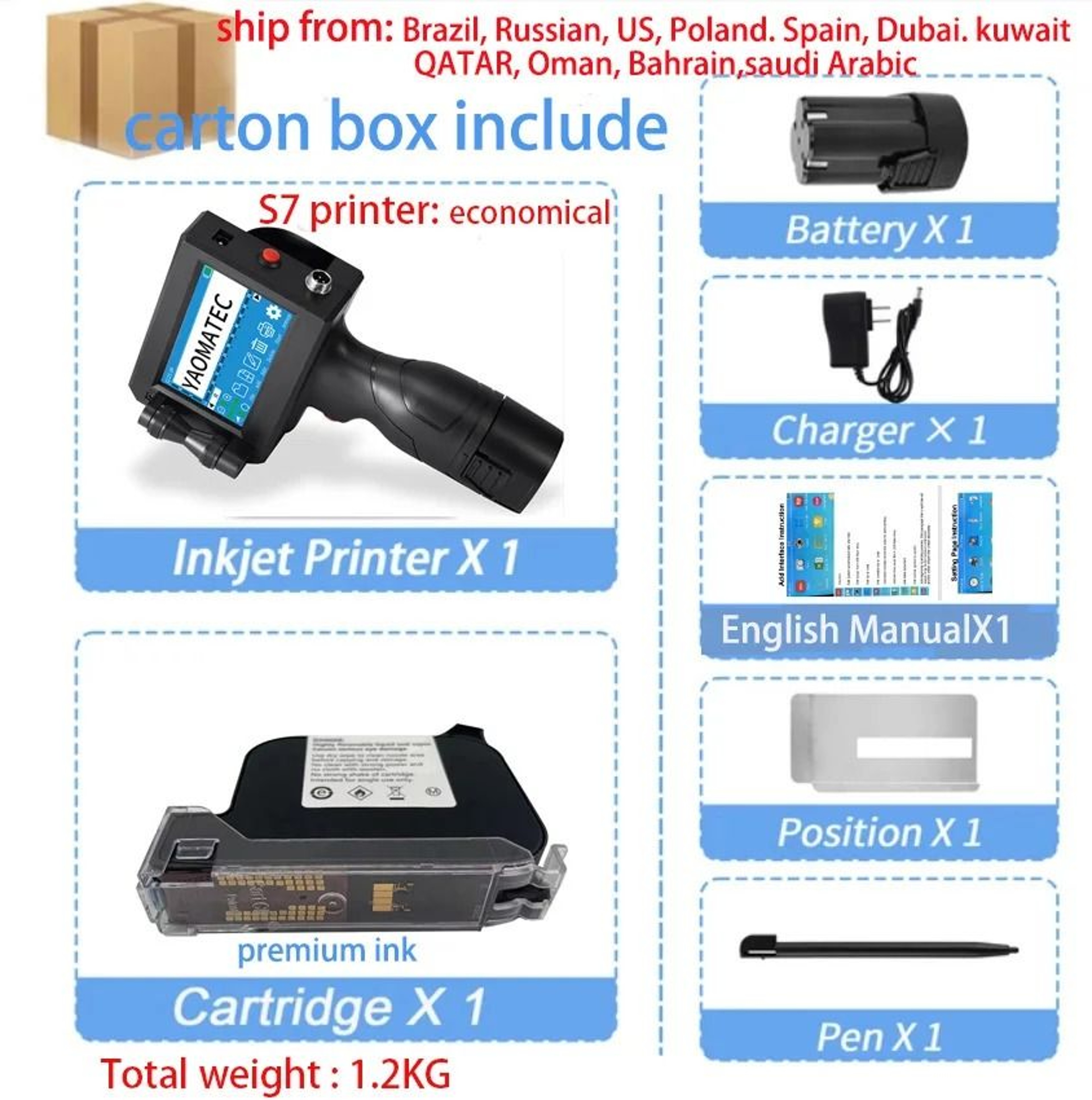 127mm Handheld Thermal Inkjet Printer For Date Barcode  Logo Coding 10