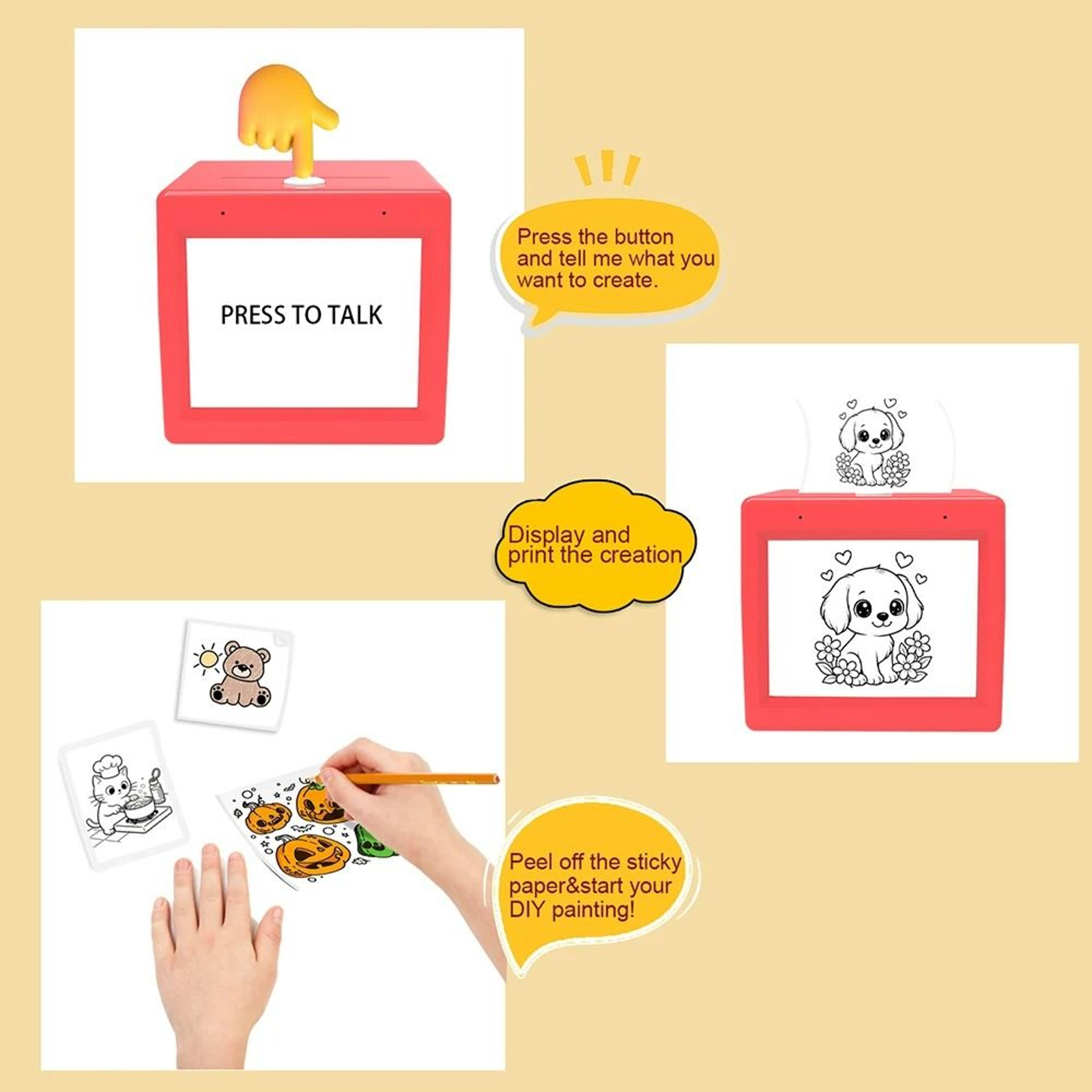 AI VoicePowered Kids Thermal Sticker Printer  Drawing Toy 5